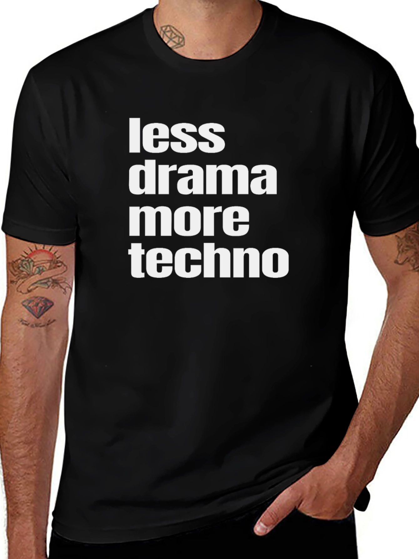 Less Drama More Techno Graphic Tee - Black