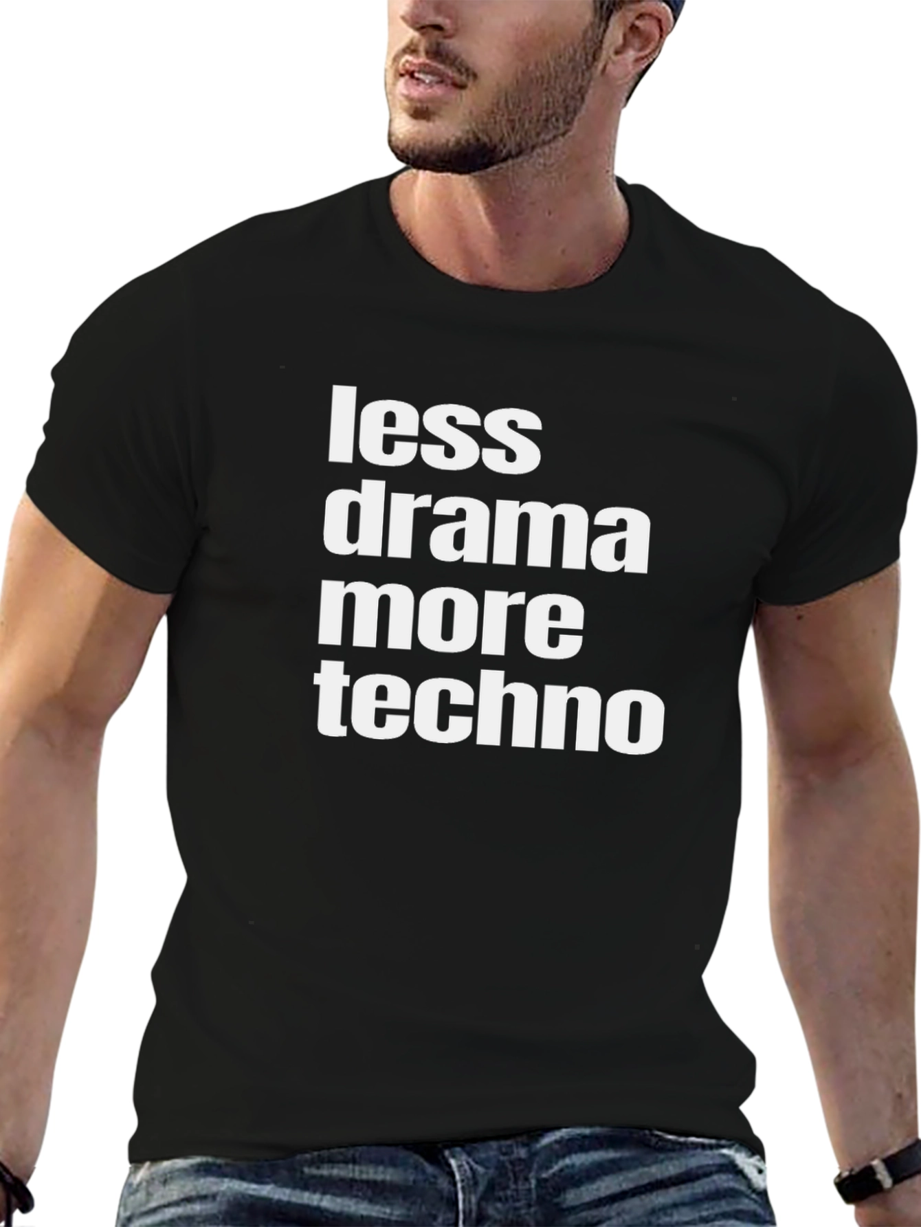 Less Drama More Techno Graphic Tee - Black
