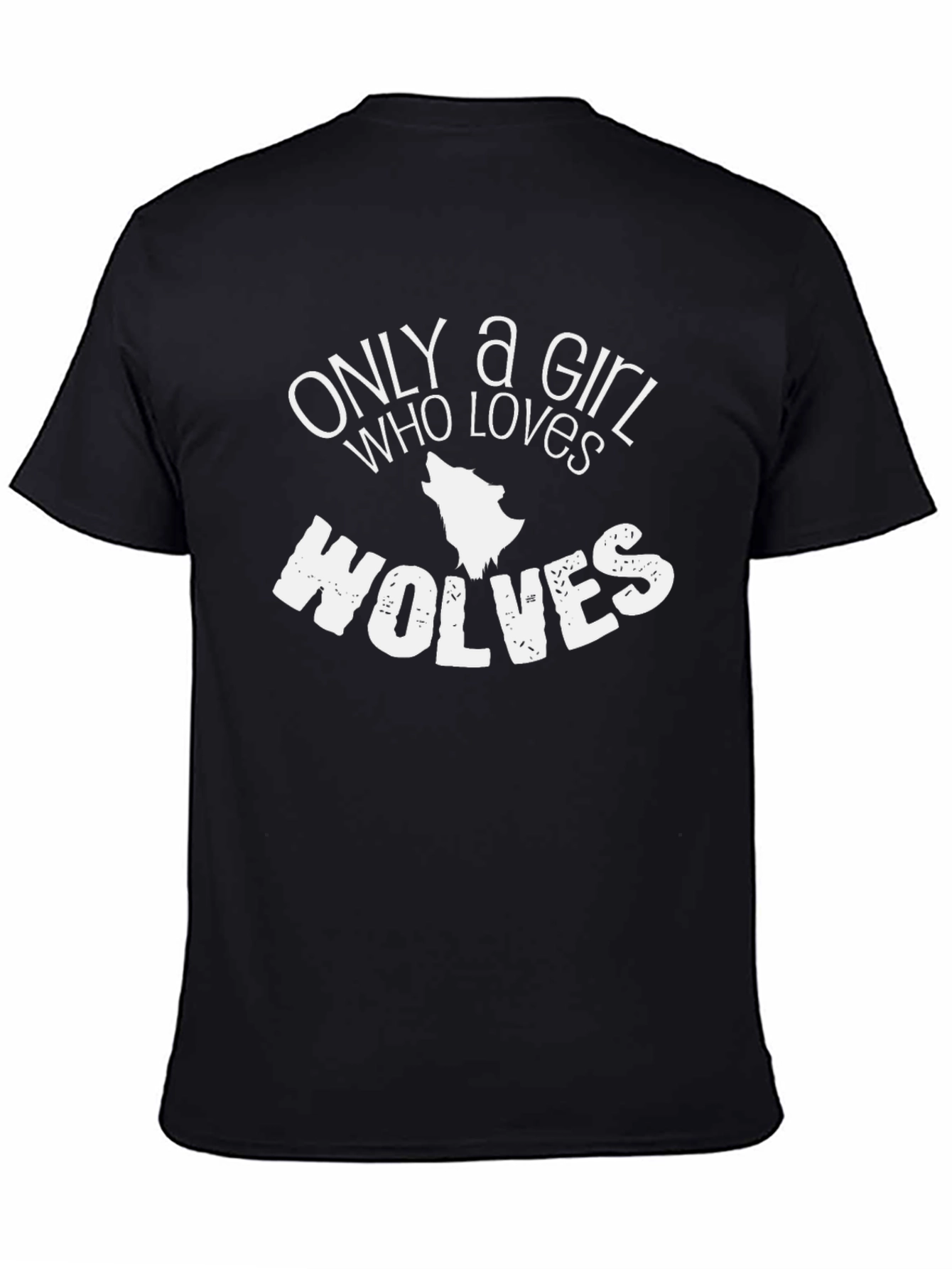 Only a Girl Who Loves Wolves T-Shirt - Black