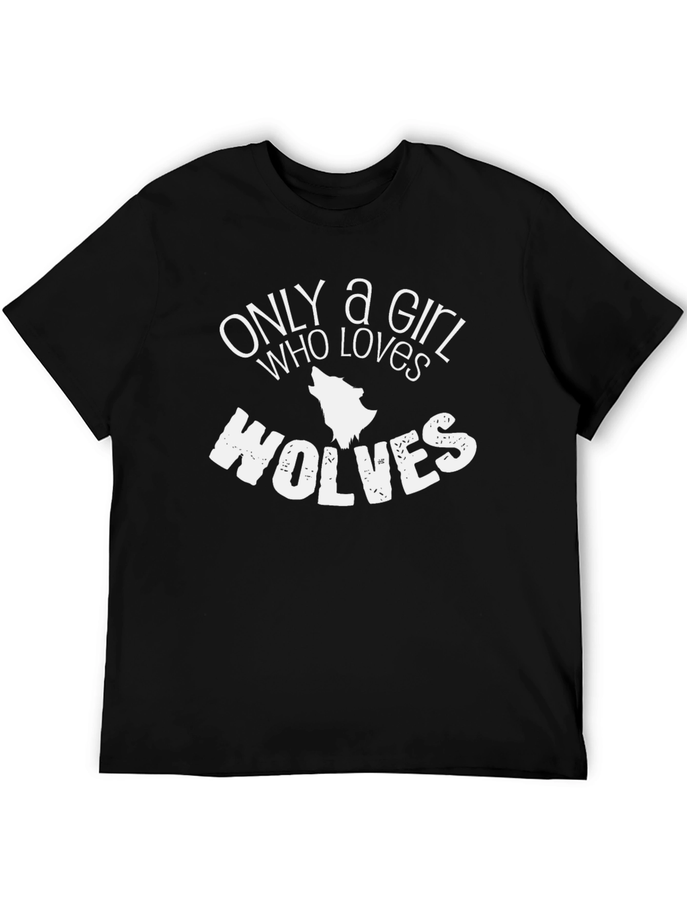 Only a Girl Who Loves Wolves T-Shirt - Black