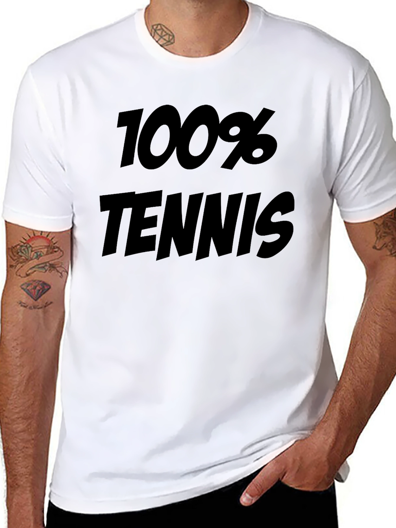 100% Tennis Graphic Tee - Sporty Black T-Shirt
