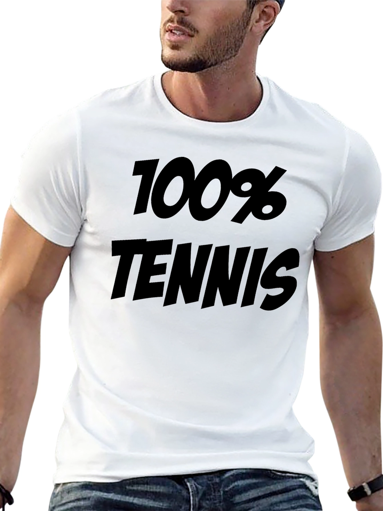 100% Tennis Graphic Tee - Sporty Black T-Shirt