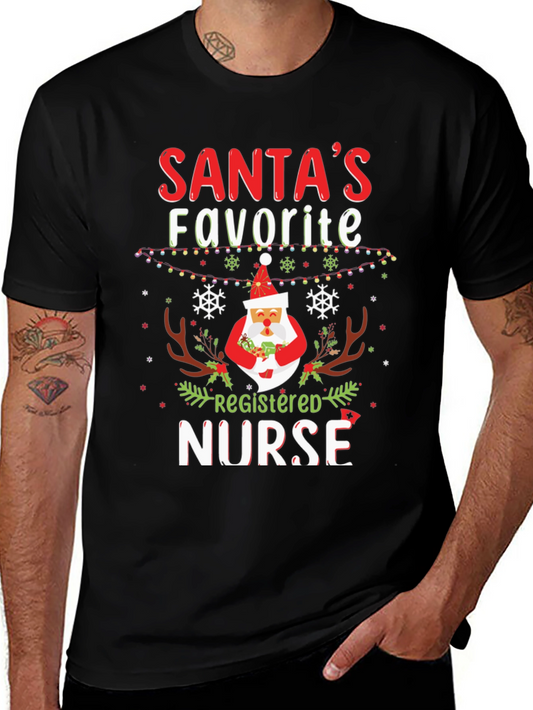 Santas Favorite Registered Nurse Christmas T-Shirt