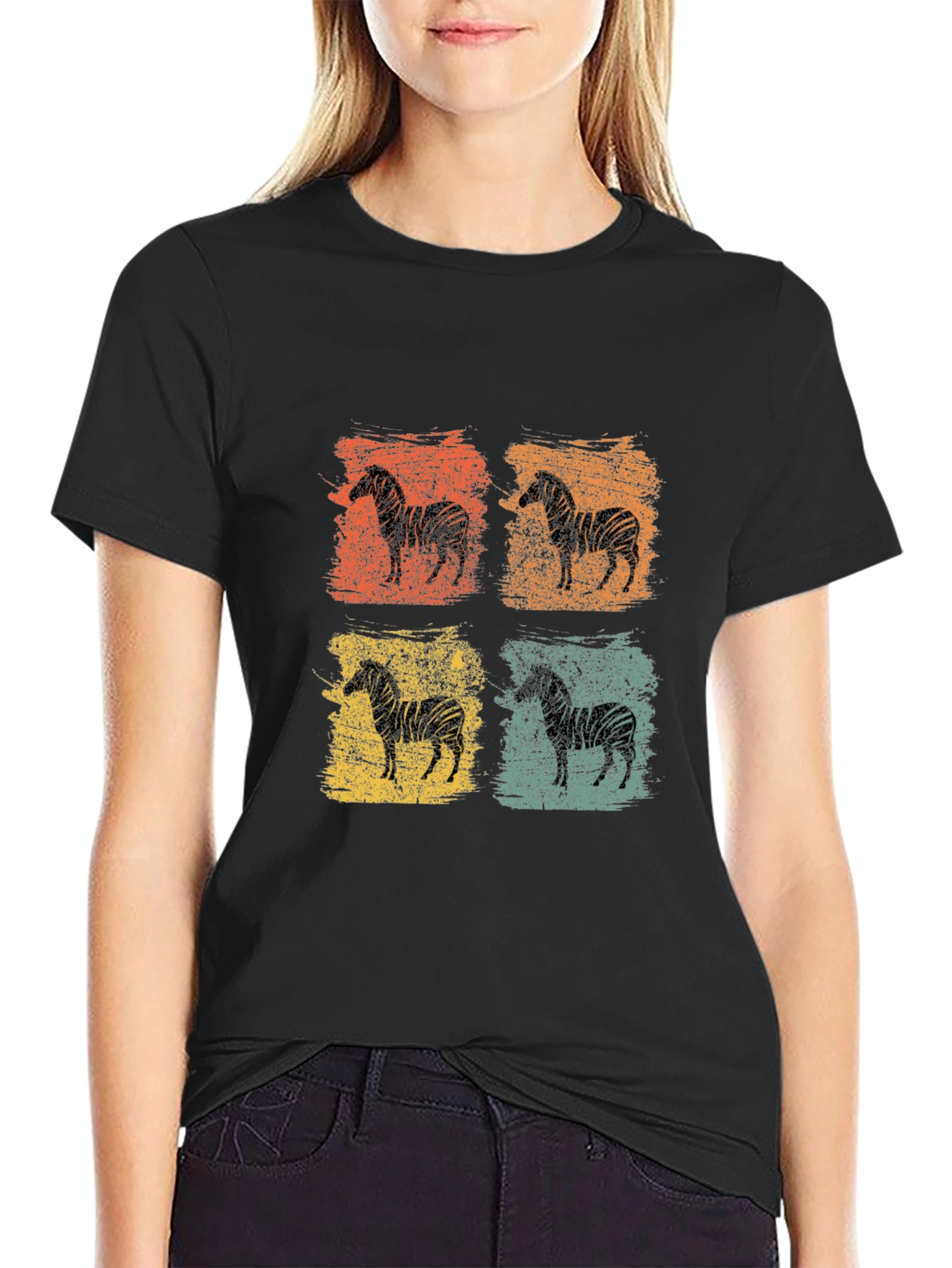 Retro Zebra Graphic Tee - Unisex Black T-Shirt