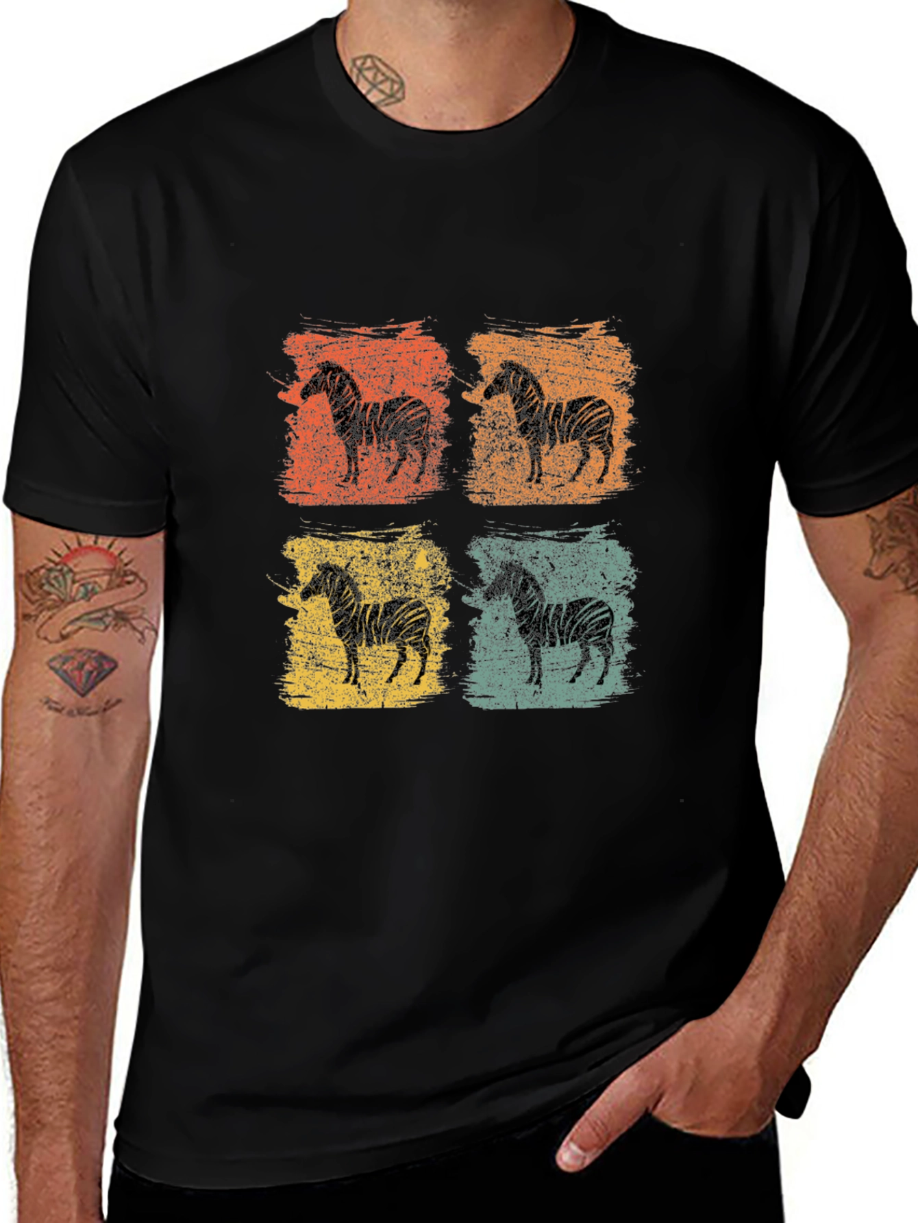 Retro Zebra Graphic Tee - Unisex Black T-Shirt