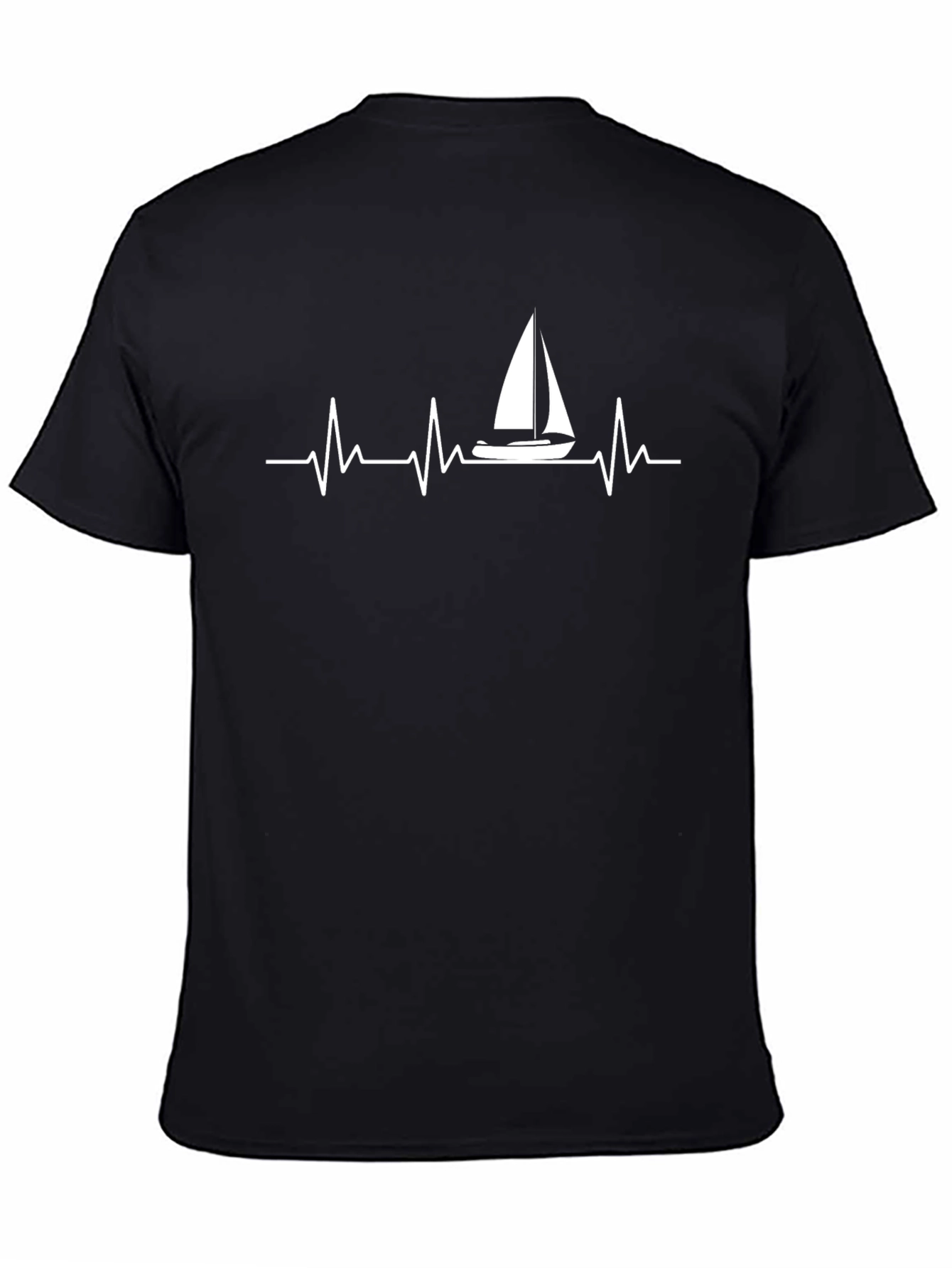 Sailing Heartbeat Graphic Tee - Black Cotton Comfort