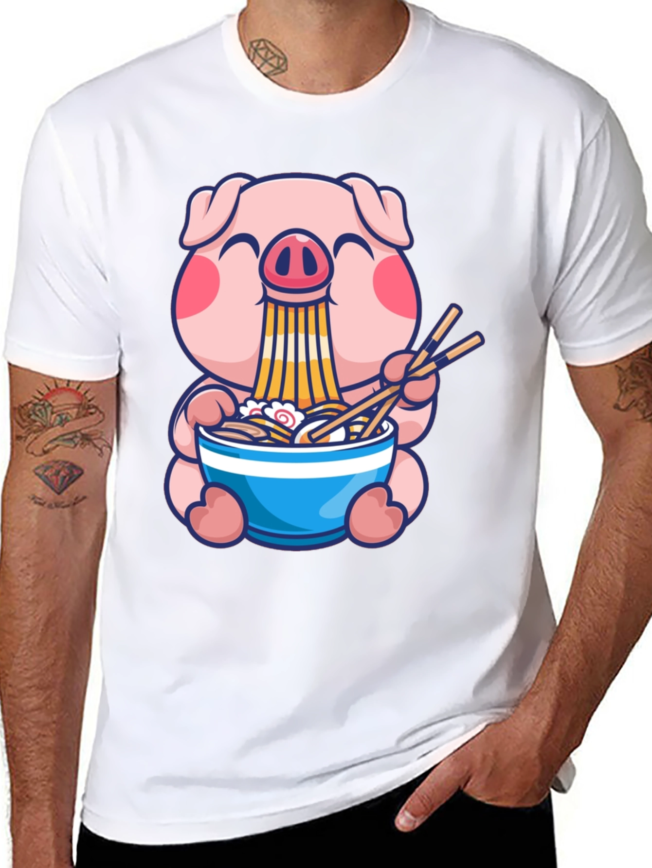 Cute Pig Ramen T-Shirt - Anime Style