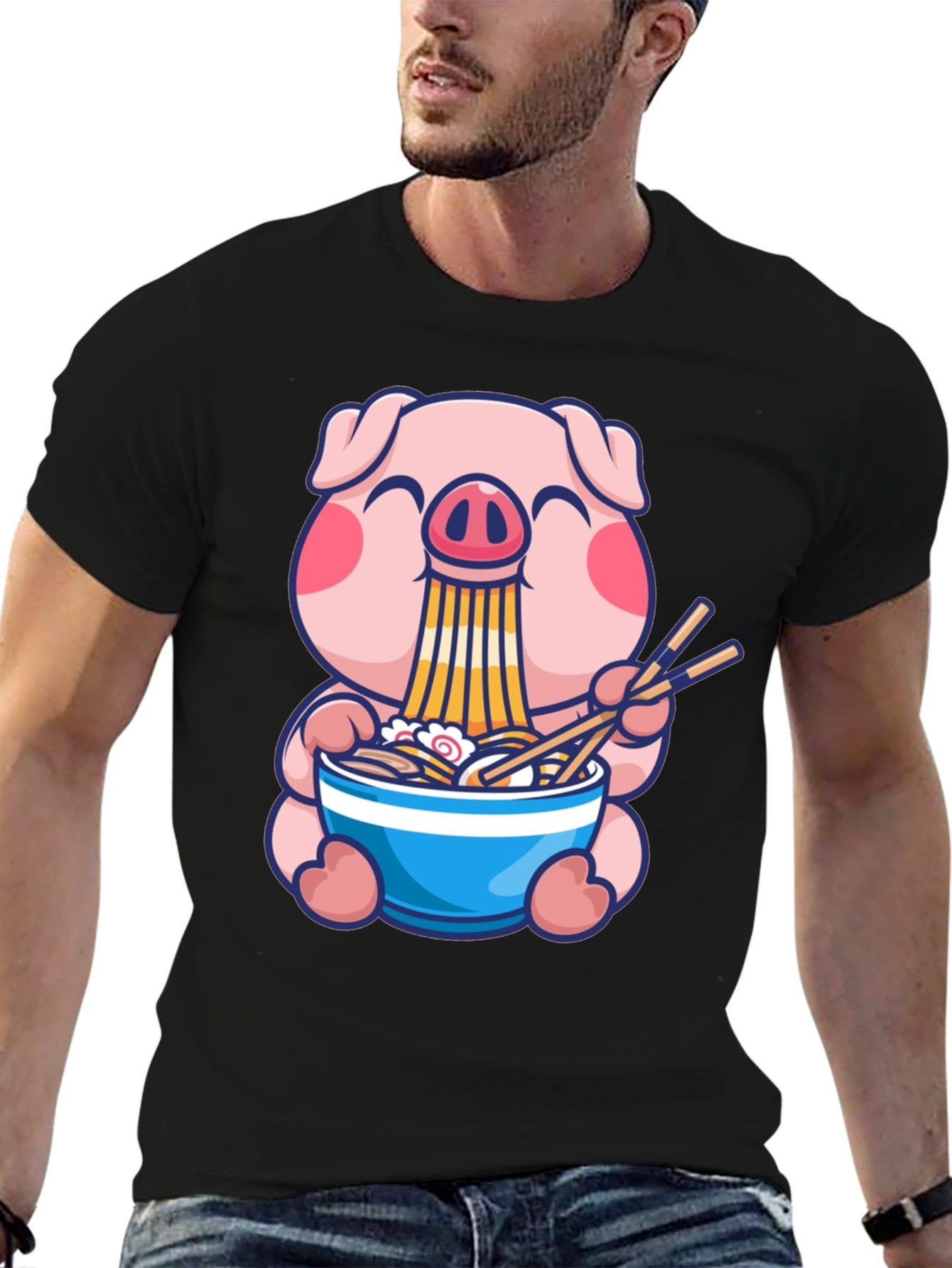 Cute Pig Ramen T-Shirt - Anime Style