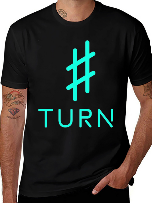 Hashtag Turn Graphic Tee - Black Cotton