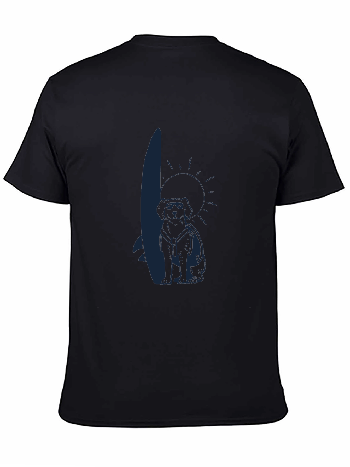 Cool Dog Surfer Graphic Tee - Black