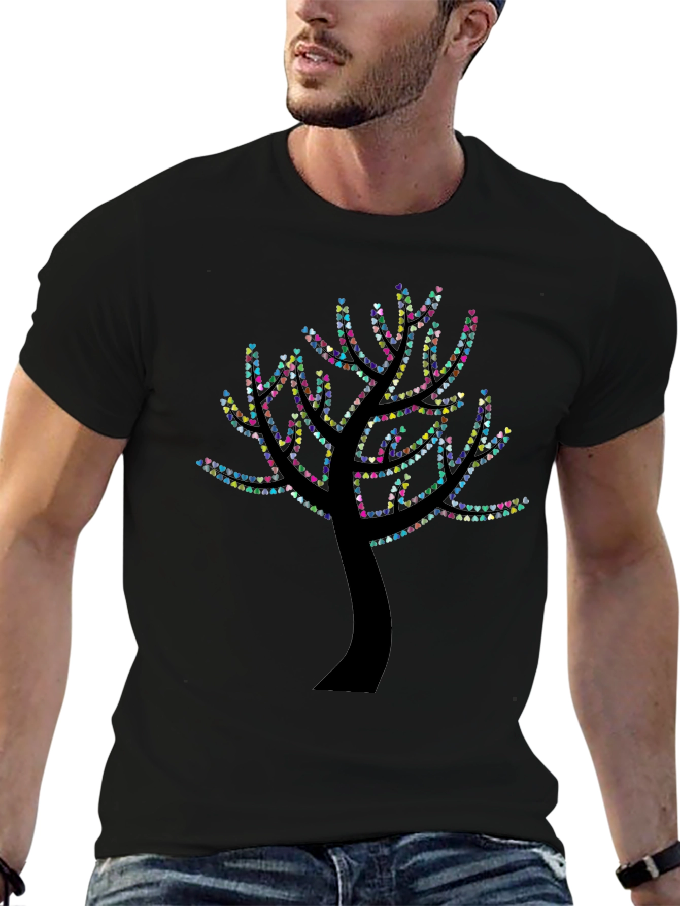 Heart Tree Graphic Black T-Shirt