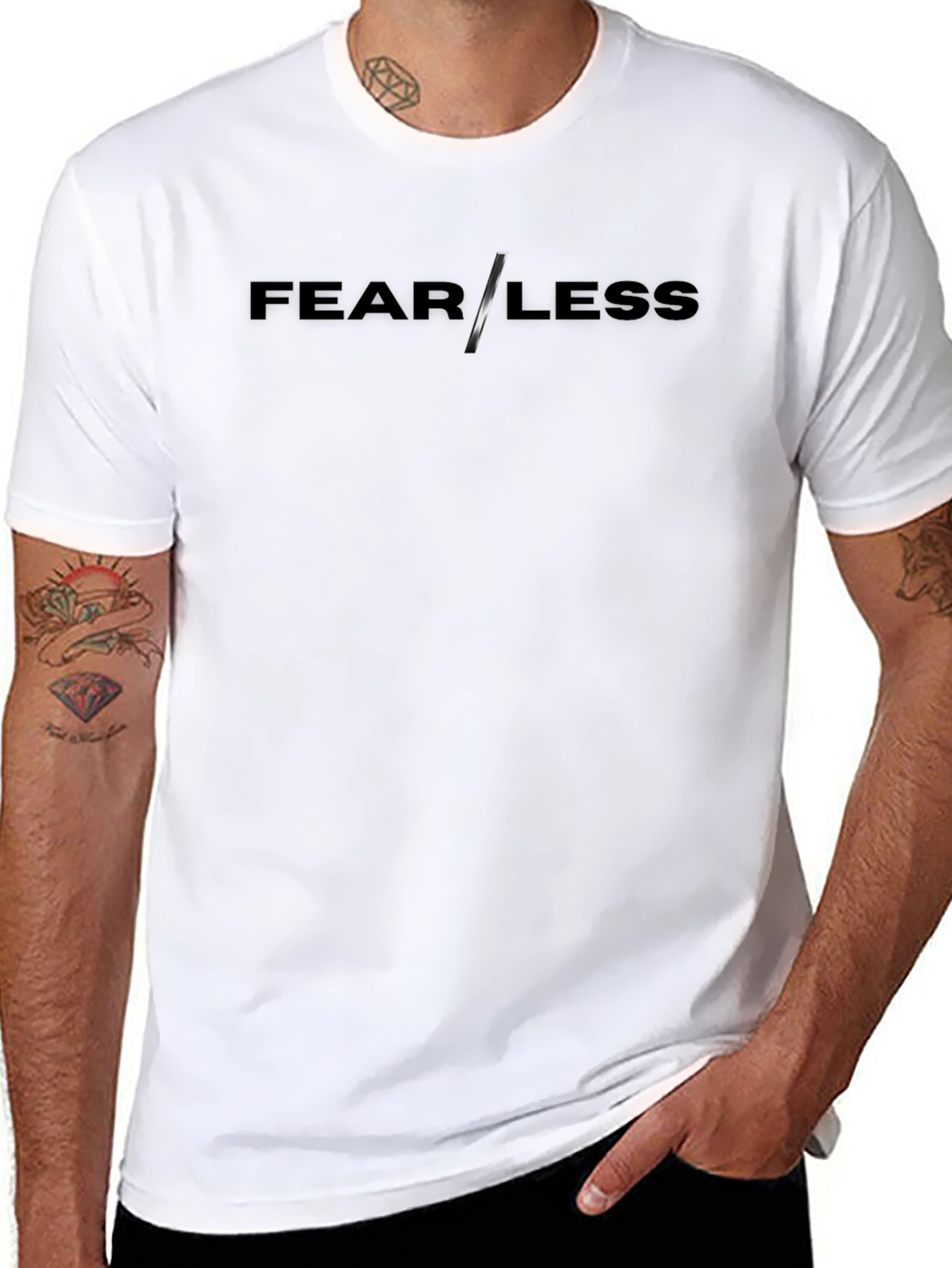 Fearless Black Graphic Print Crew Neck T-Shirt