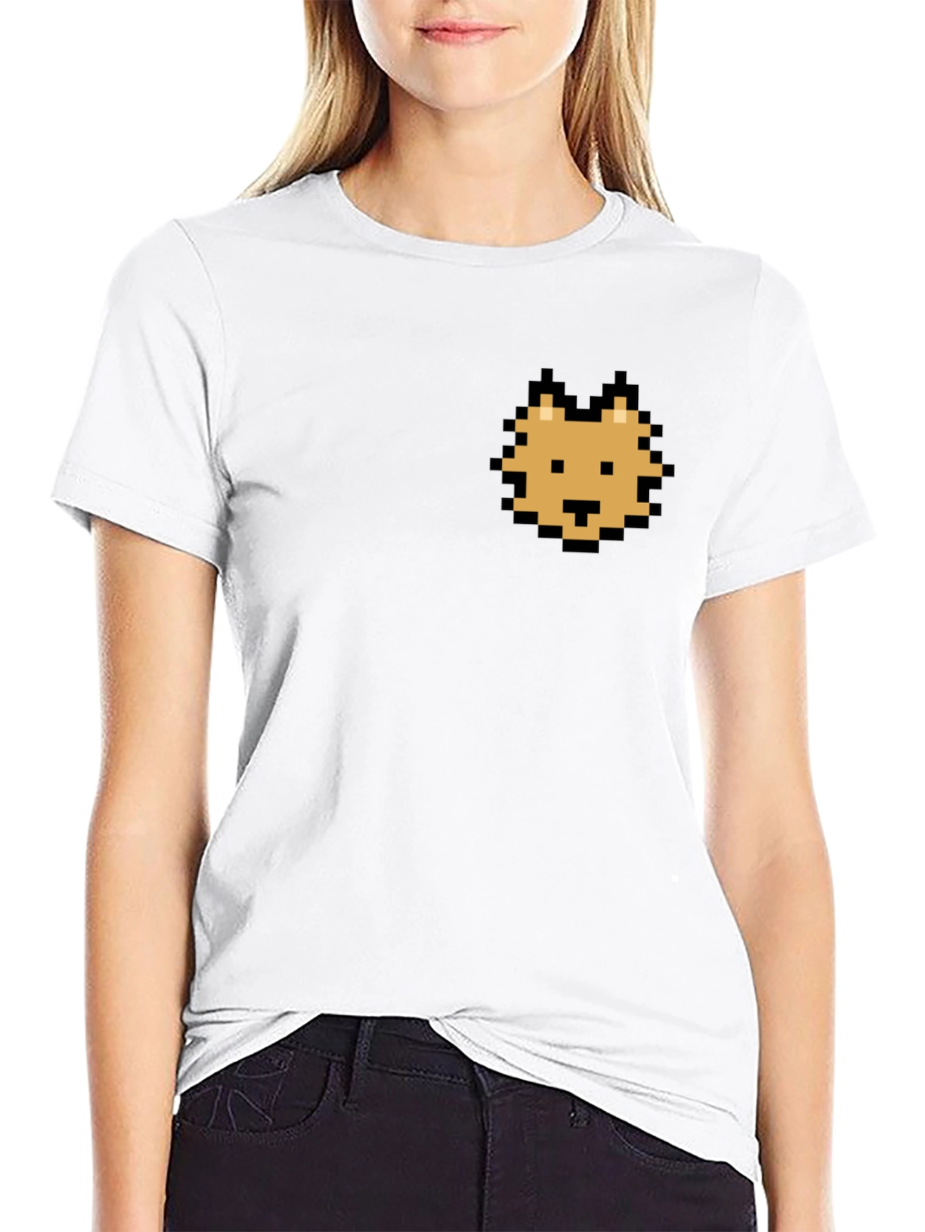 Pixel Cat Graphic Black T-Shirt