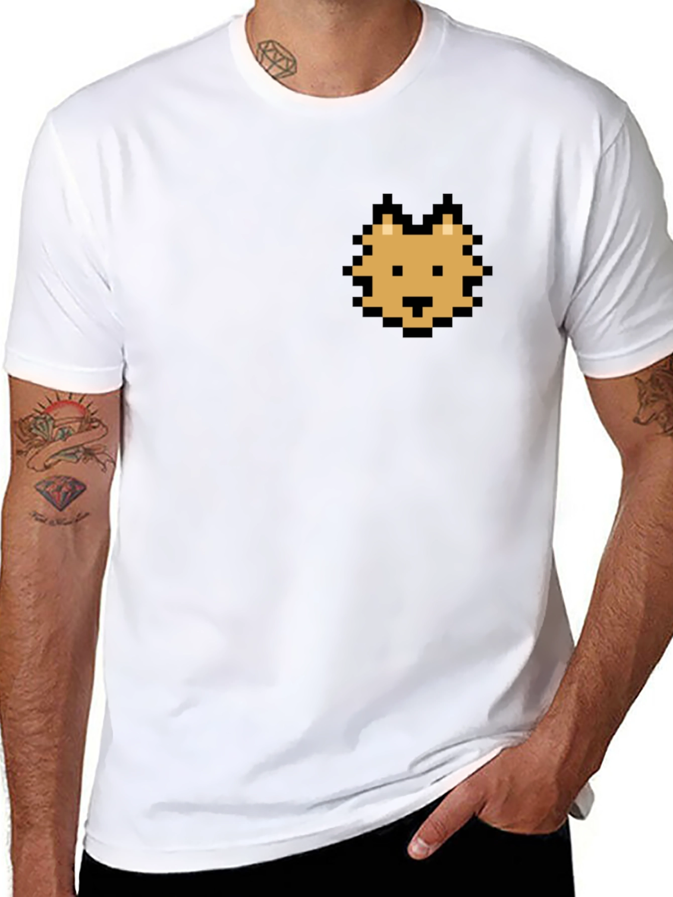 Pixel Cat Graphic Black T-Shirt