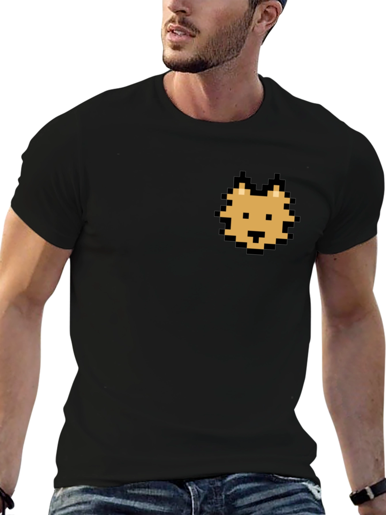 Pixel Cat Graphic Black T-Shirt