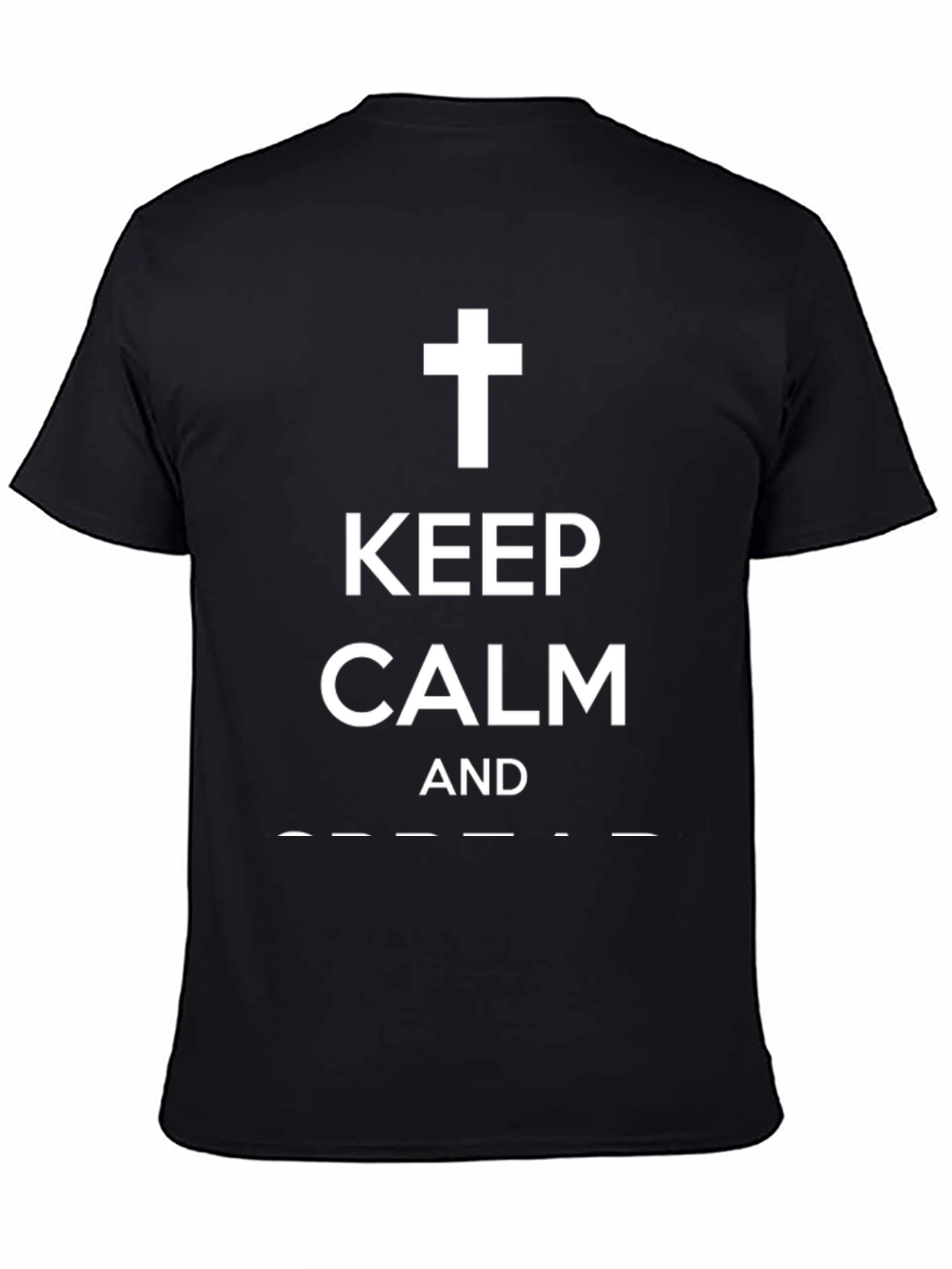 Keep Calm Cross Graphic Black T-Shirt