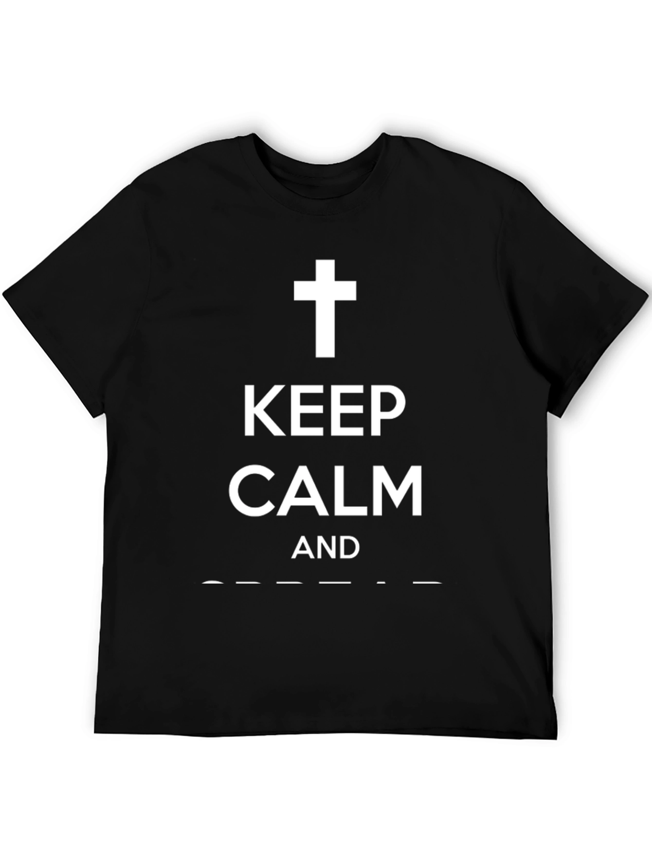 Keep Calm Cross Graphic Black T-Shirt
