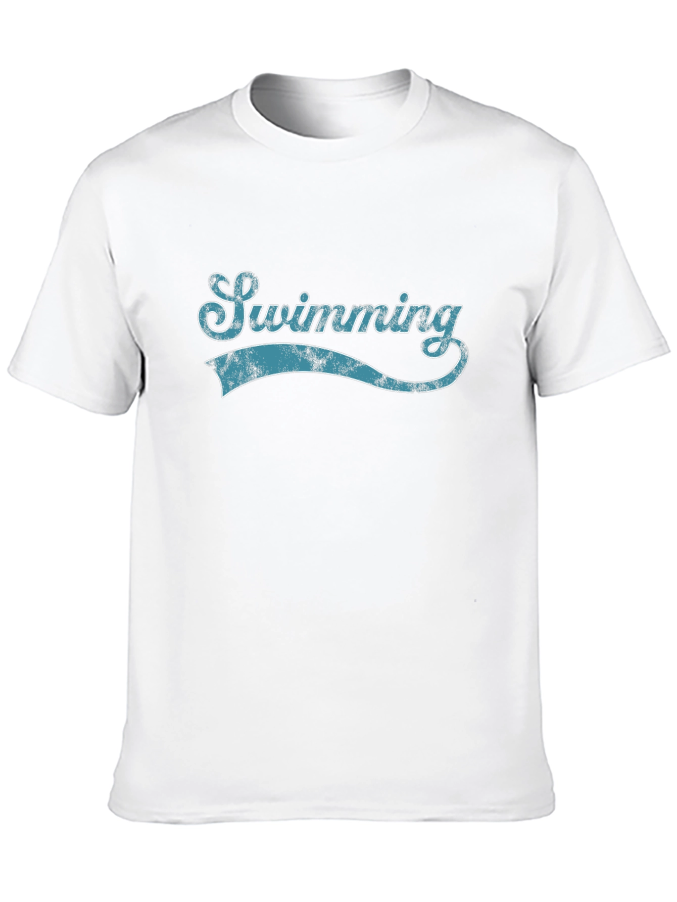 Swimming Tee - Retro Style Black Cotton T-Shirt