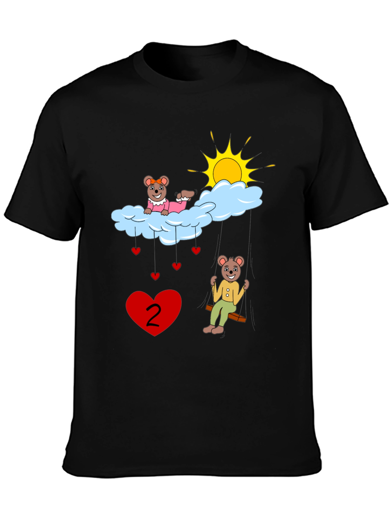 Cartoon Bears Black T-Shirt