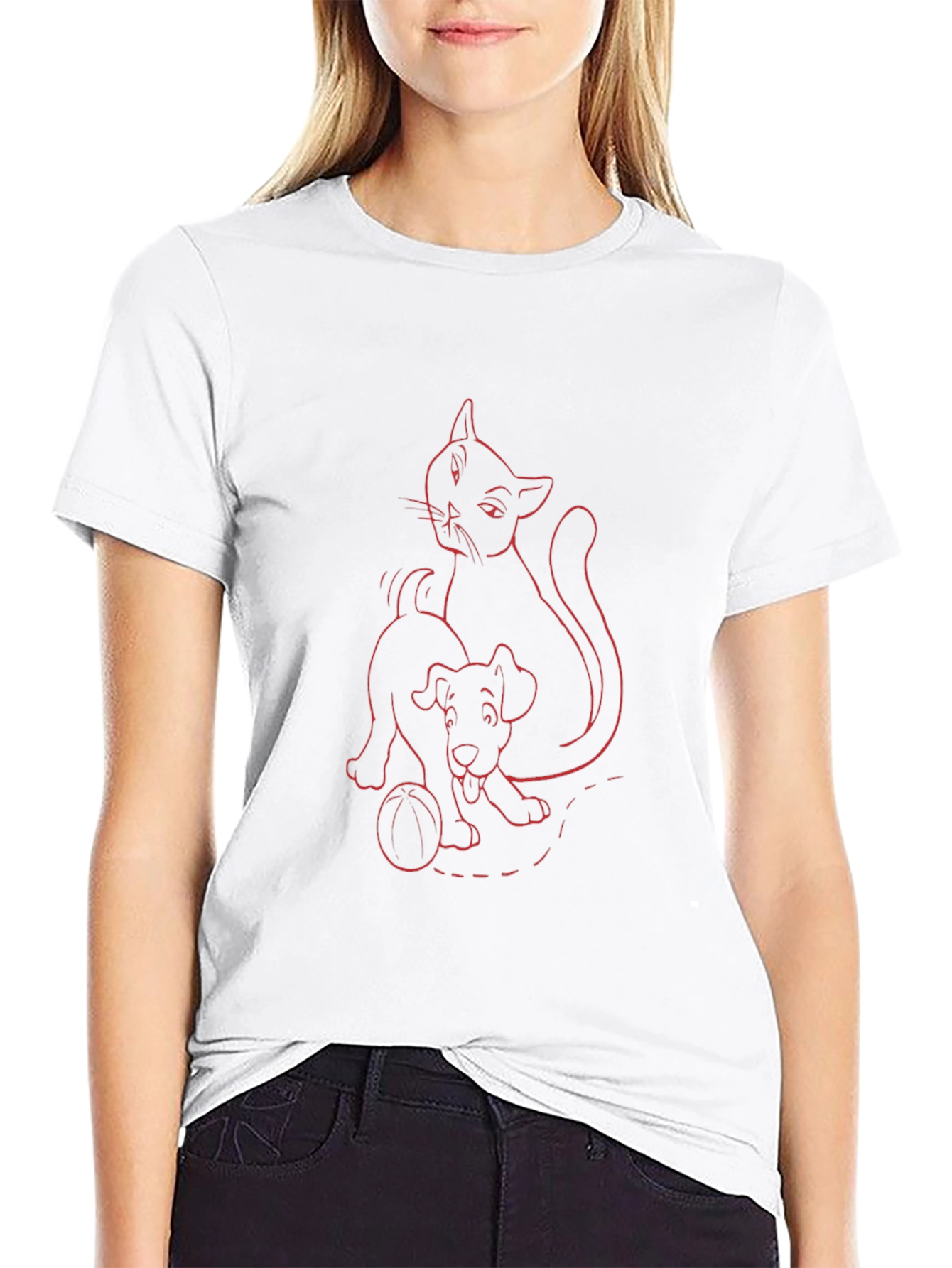 Cat & Dog T-Shirt - Playful Graphic Tee
