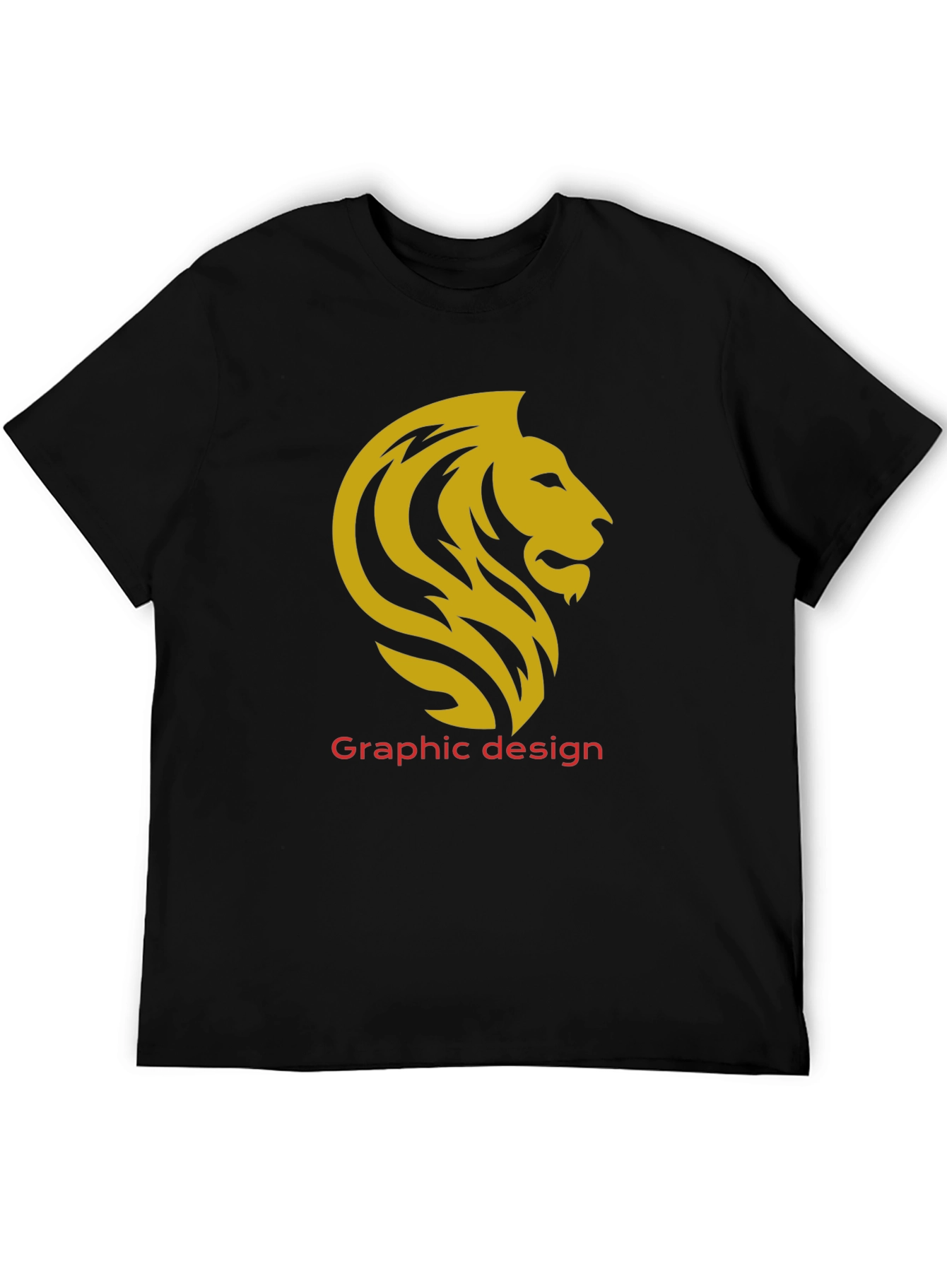 Lion Graphic Tee - Black Cotton Casual T-Shirt