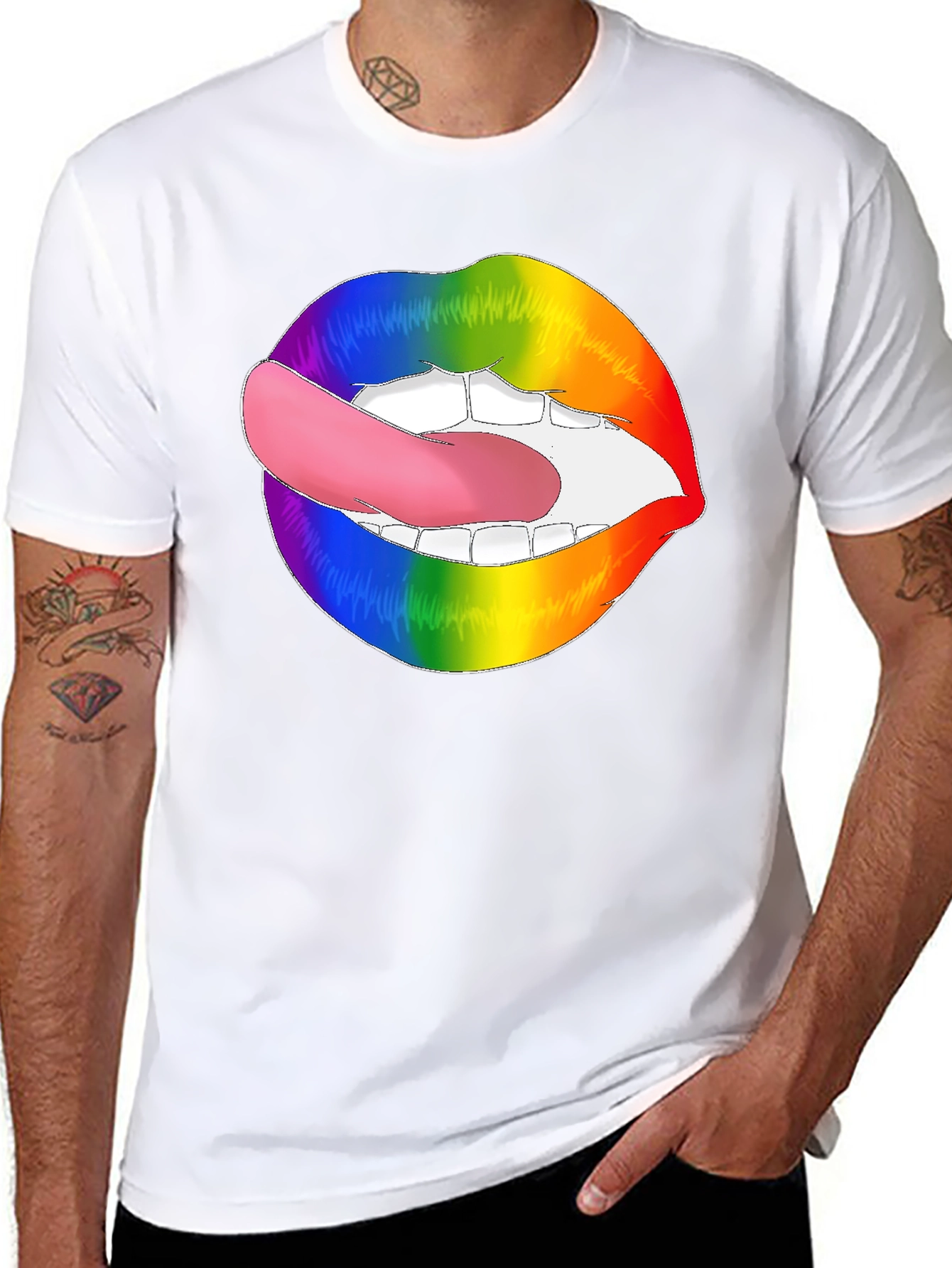 Rainbow Lips Tongue Out T-Shirt