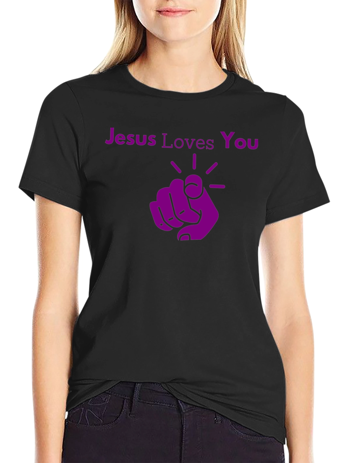 Jesus Loves You Graphic Tee - Pointing Finger Design
