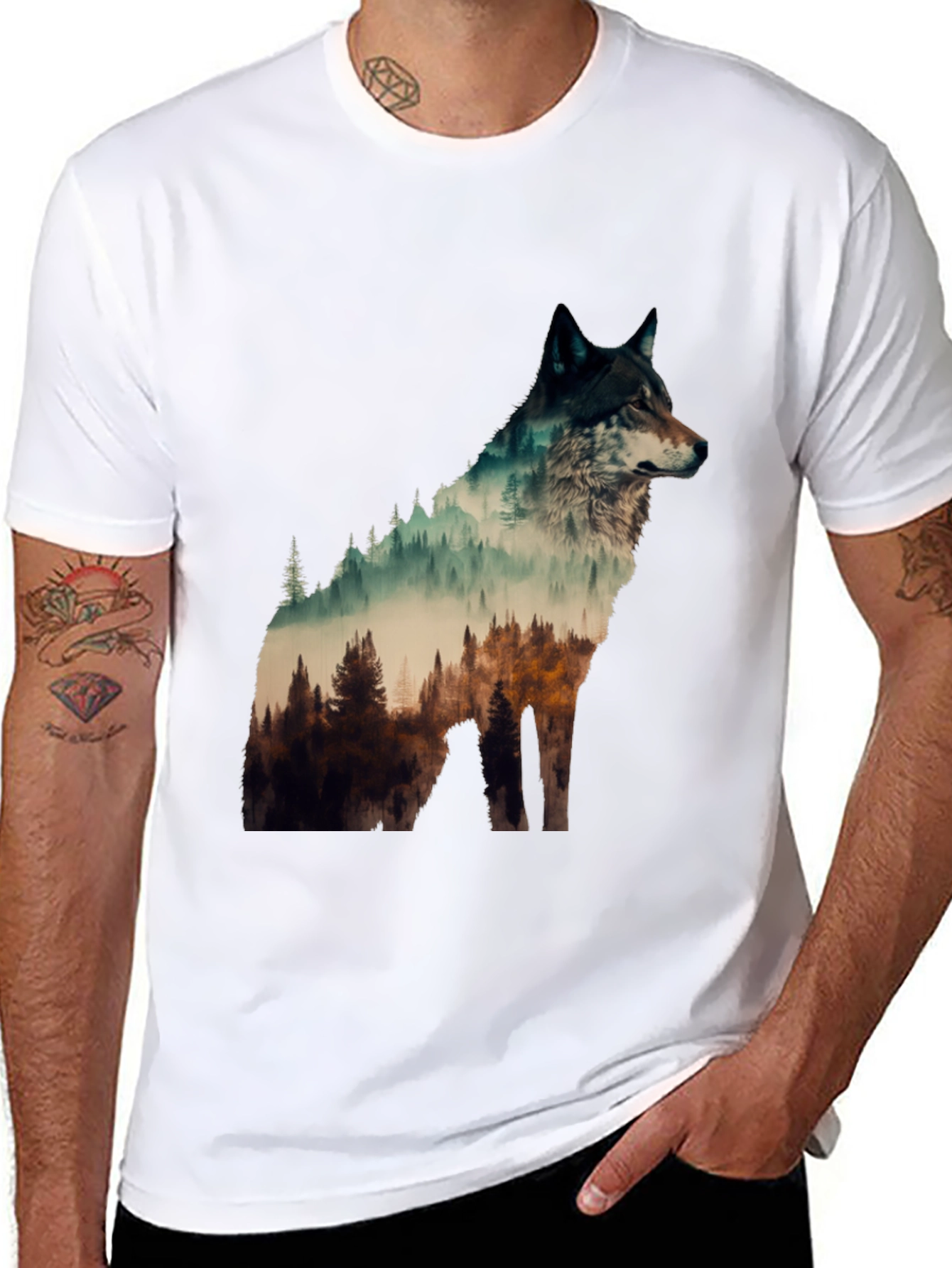 Wolf Forest Graphic Tee - Nature Lovers T-Shirt