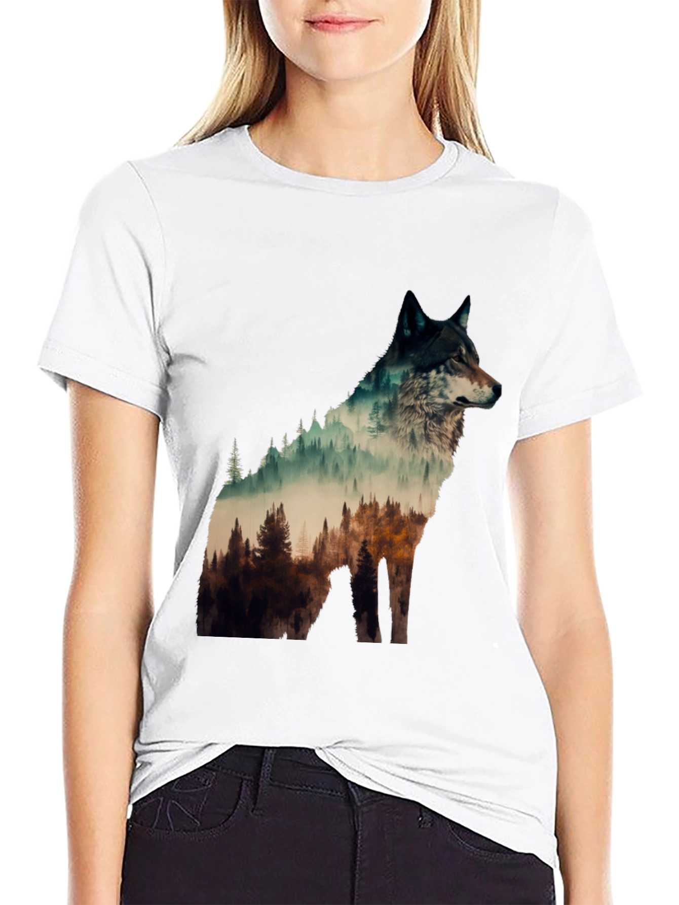 Wolf Forest Graphic Tee - Nature Lovers T-Shirt