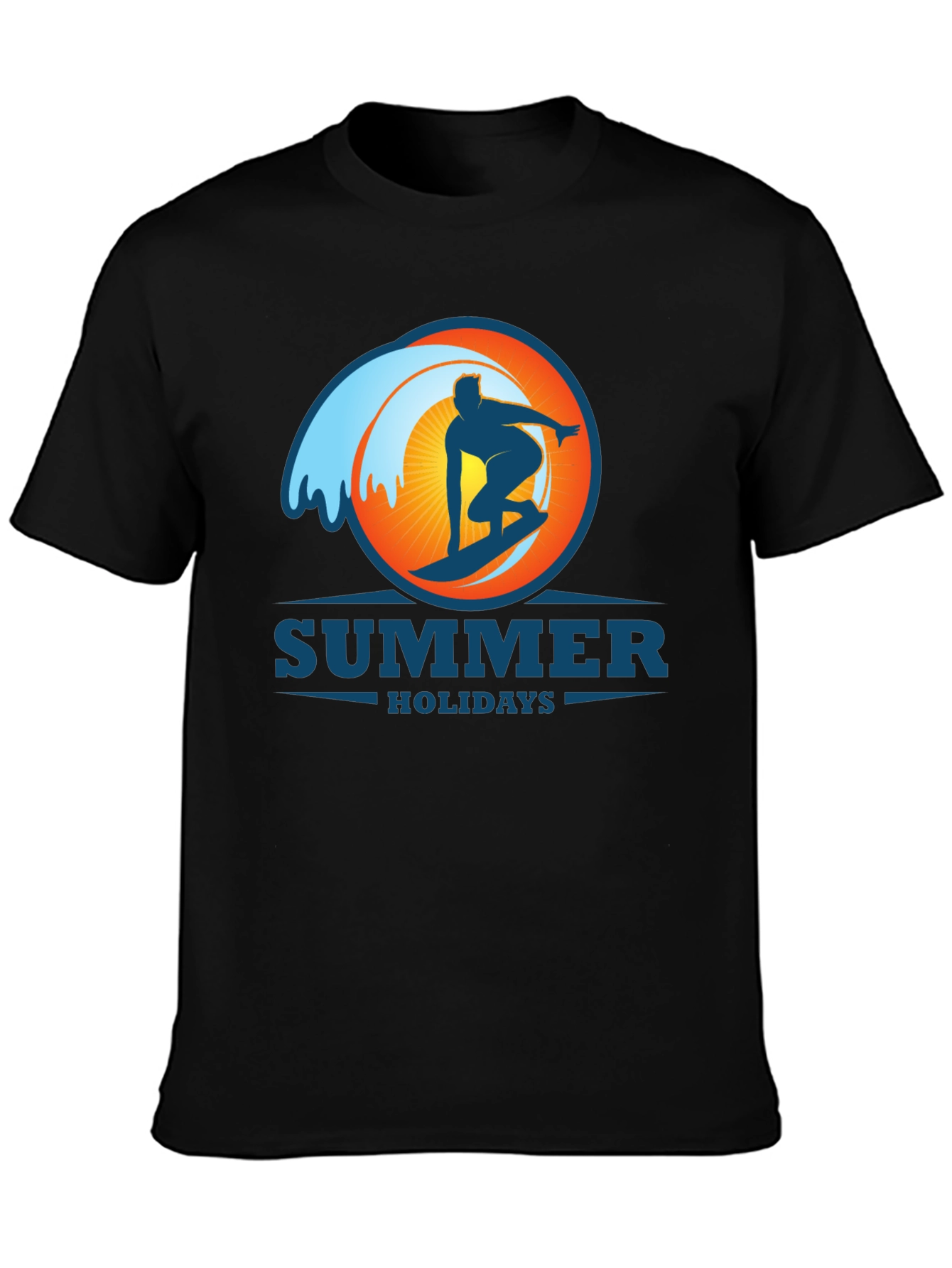 Summer Holidays Surf T-Shirt - Black Graphic Tee