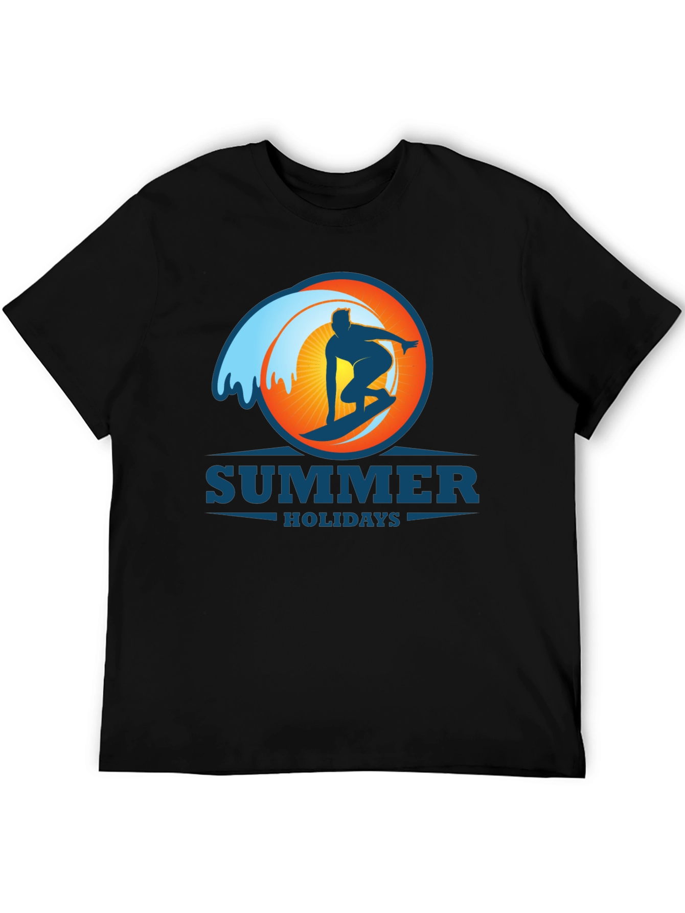Summer Holidays Surf T-Shirt - Black Graphic Tee