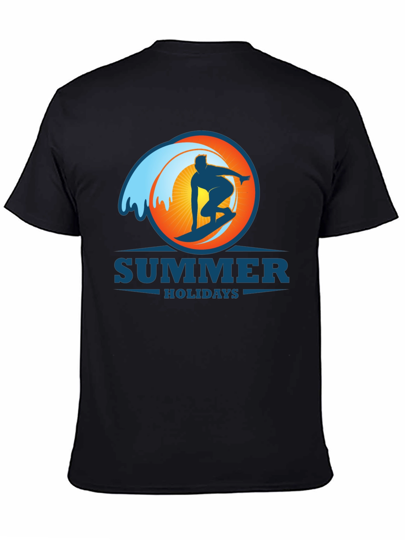 Summer Holidays Surf T-Shirt - Black Graphic Tee