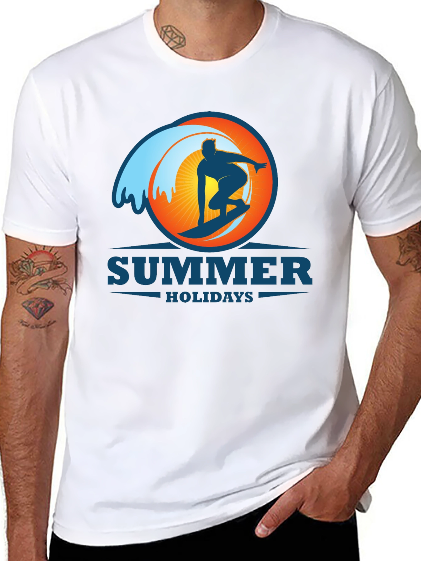 Summer Holidays Surf T-Shirt - Black Graphic Tee