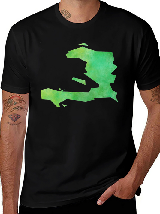 Haiti Map Graphic Tee - Black Cotton T-Shirt