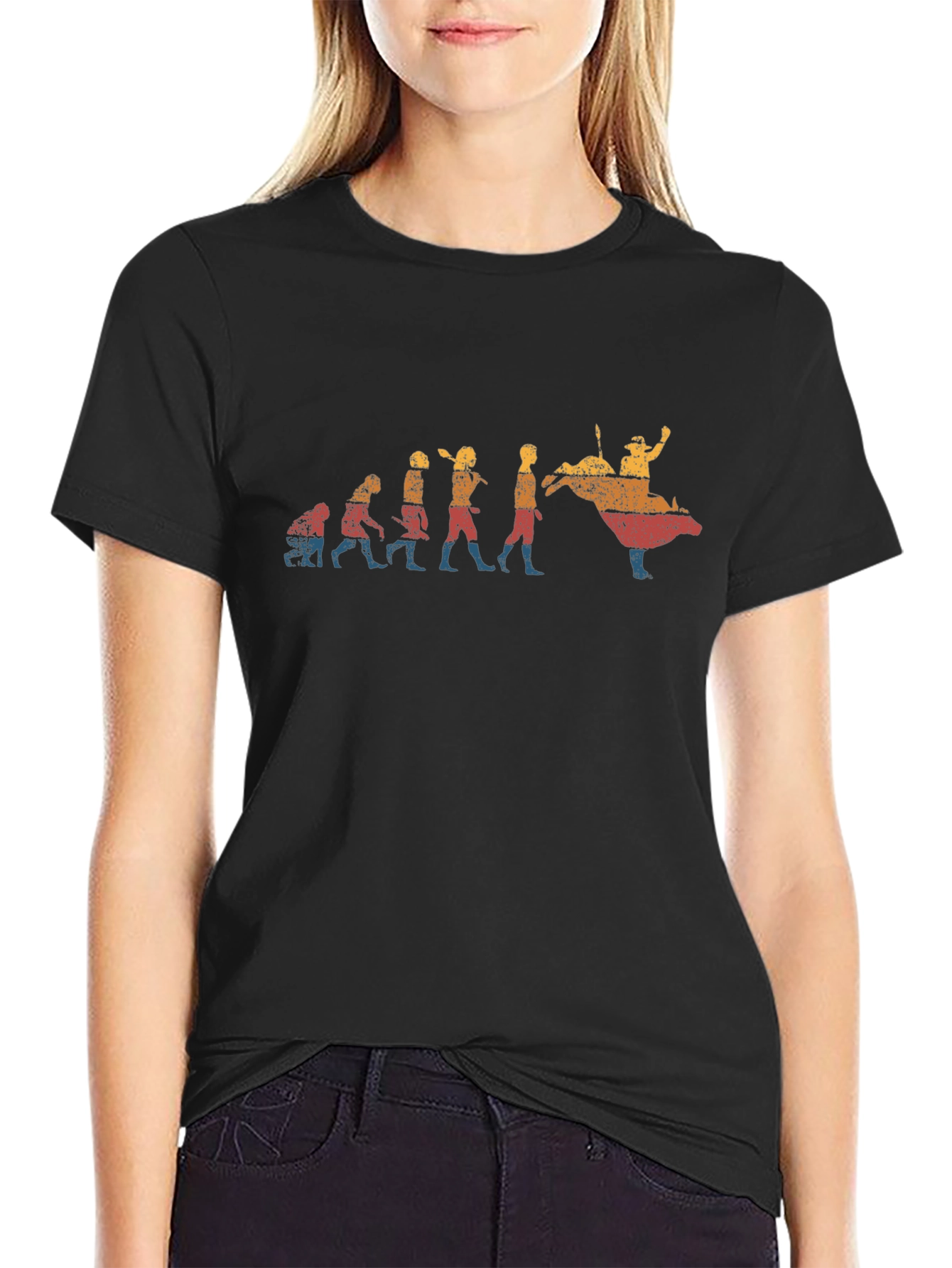 Bull Riding Evolution Black T-Shirt