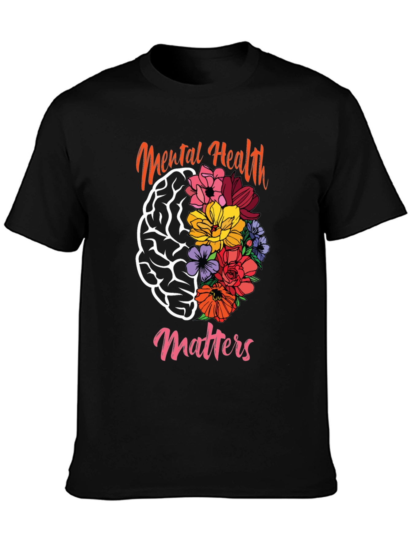 Mental Health Matters Floral Brain Graphic Tee
