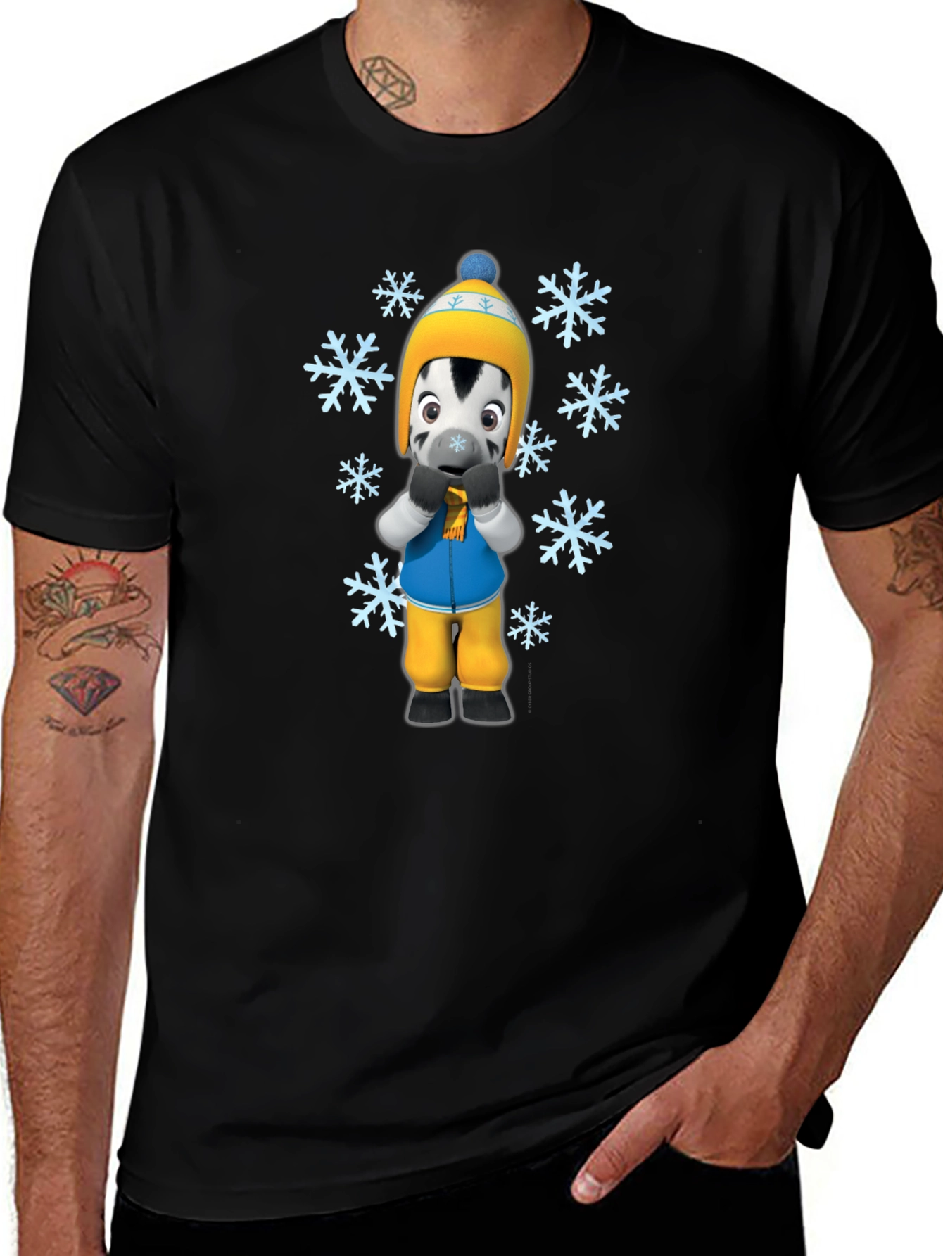 Winter Zebra Graphic Tee - Black Unisex T-Shirt