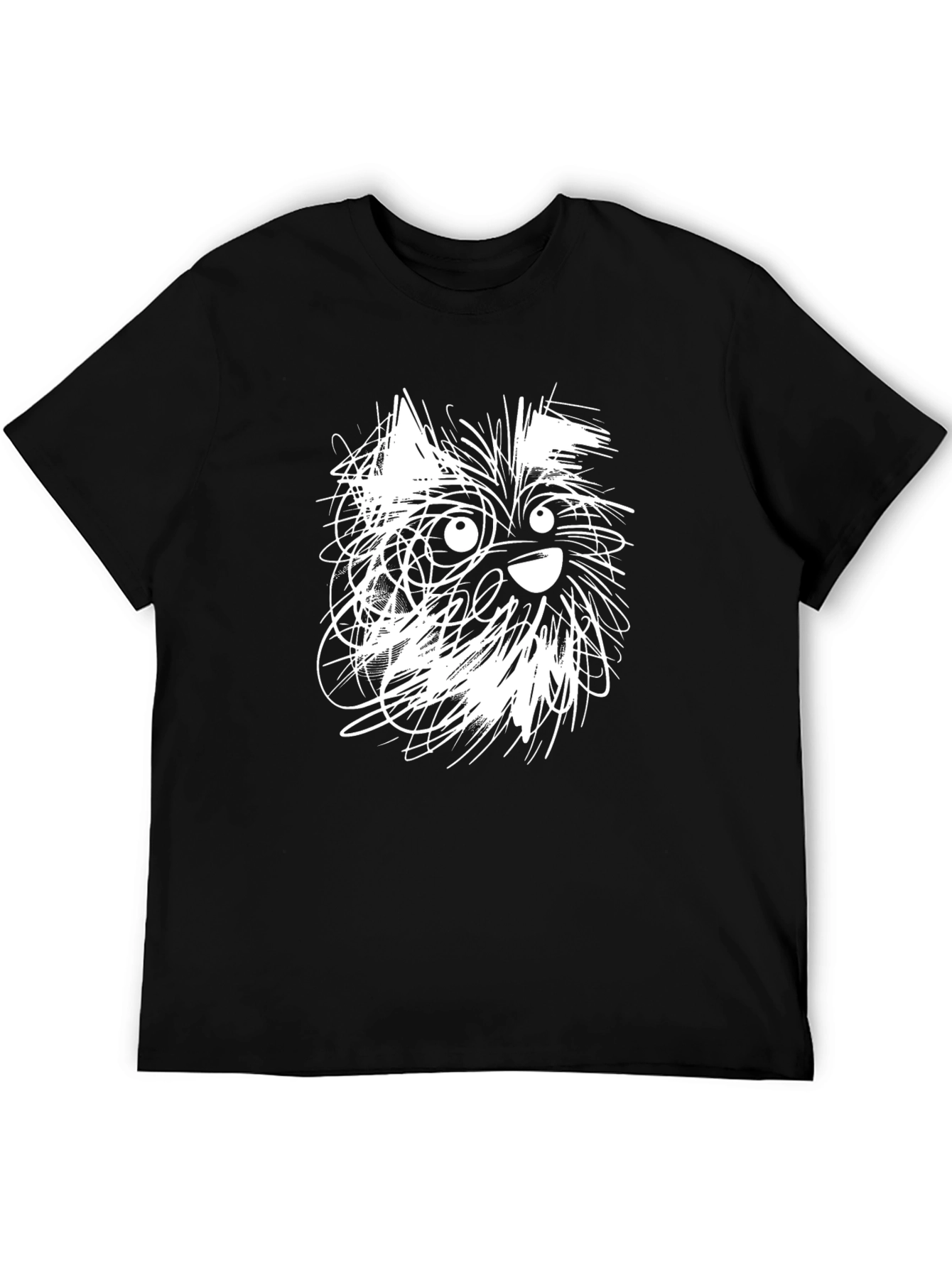 Dog Sketch Graphic Tee - Casual Black T-Shirt