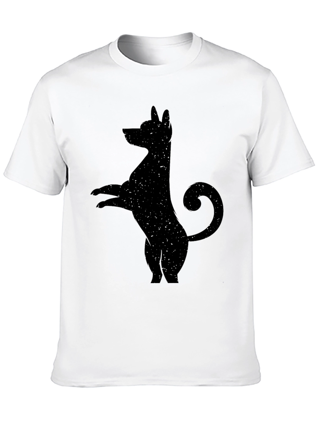 Mens Black T-Shirt with Quirky Dog Silhouette