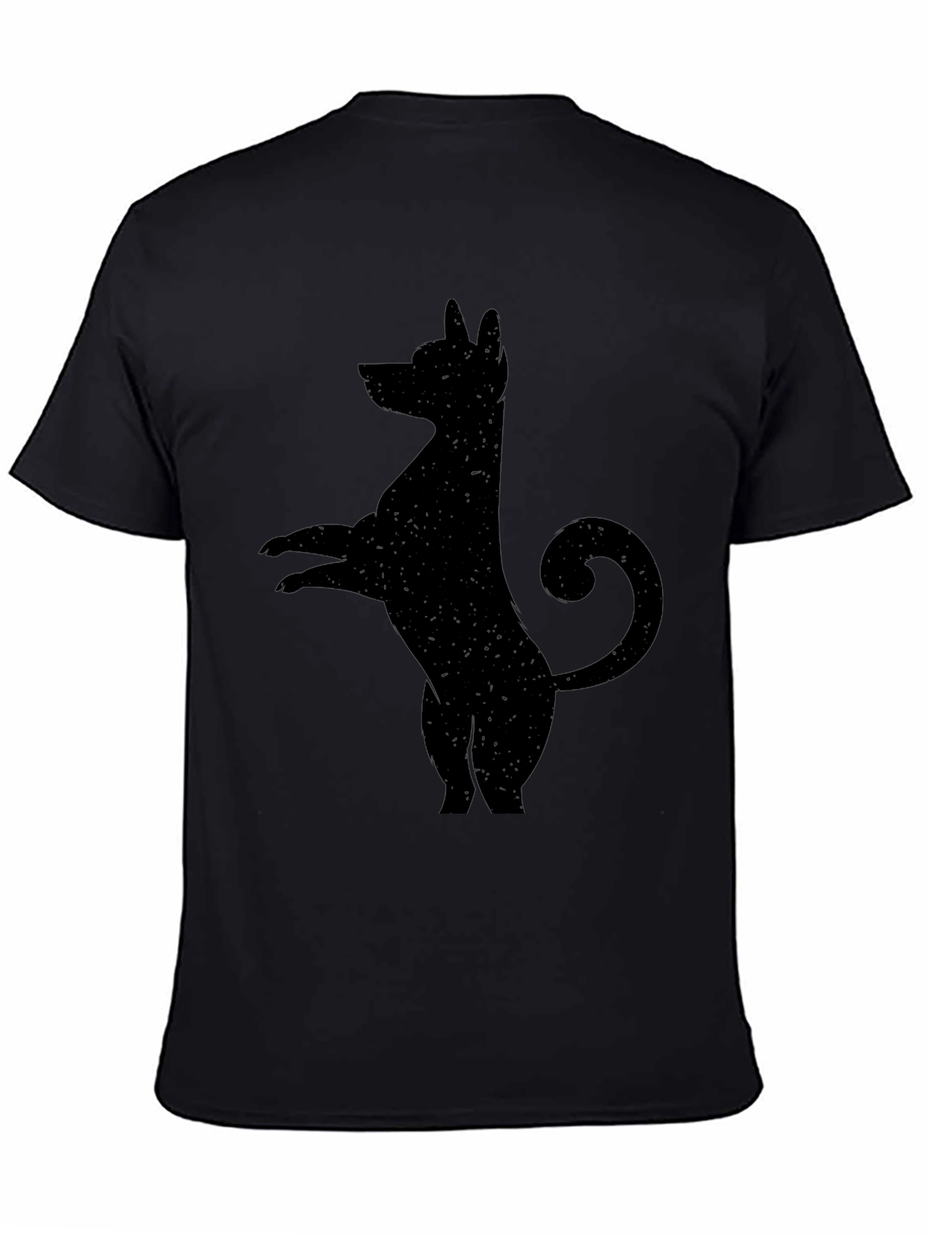 Mens Black T-Shirt with Quirky Dog Silhouette