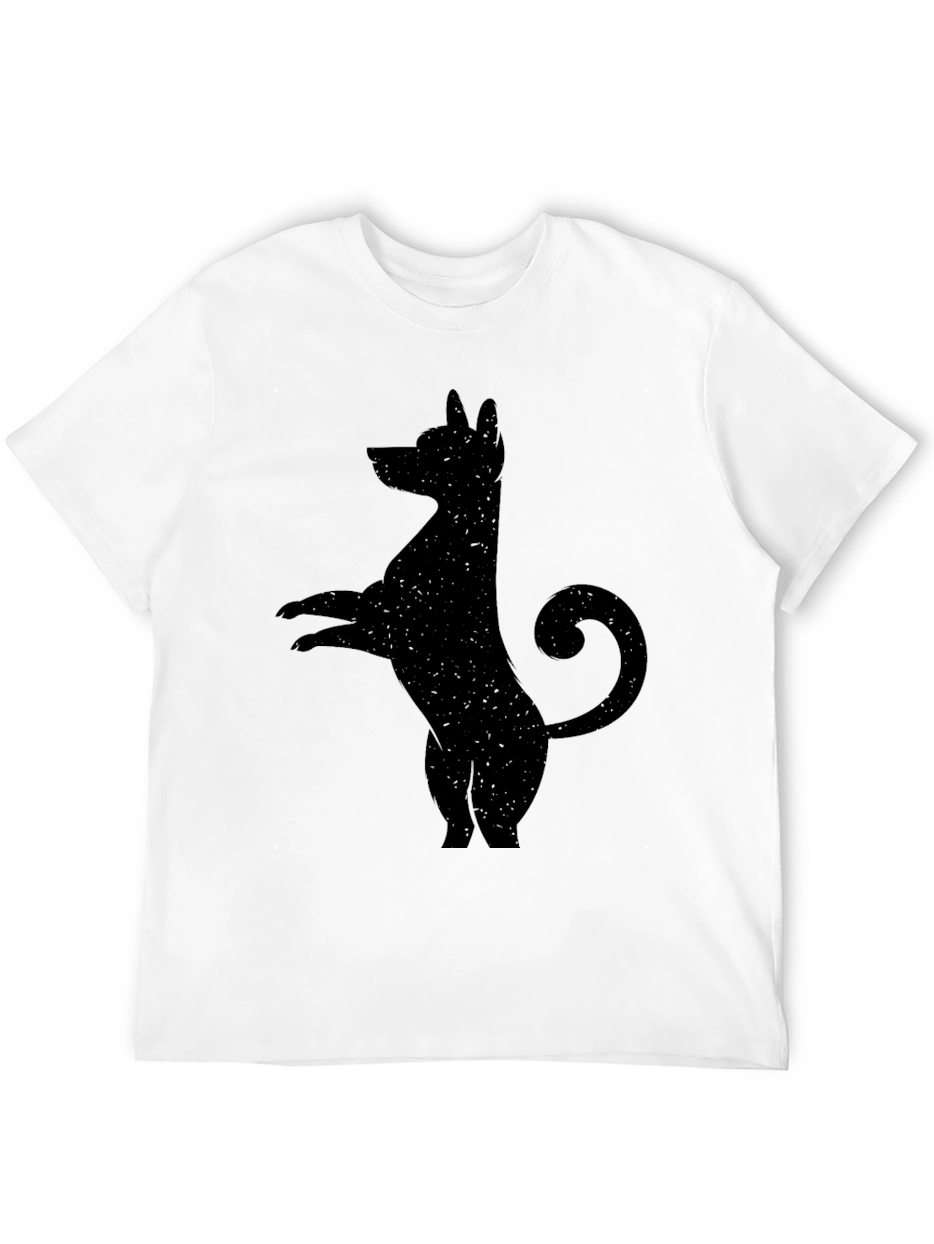 Mens Black T-Shirt with Quirky Dog Silhouette