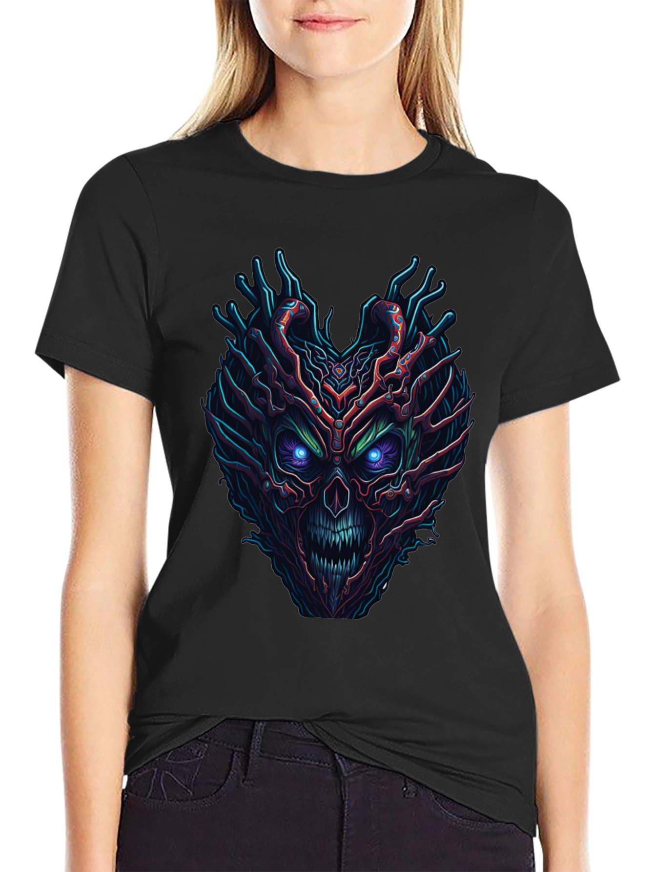 Monster Face Graphic Black T-Shirt