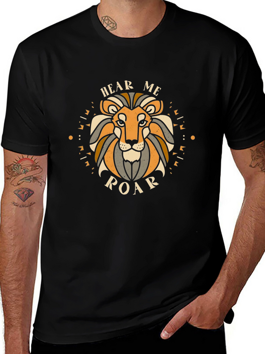 Hear Me Roar Lion Graphic Tee - Black