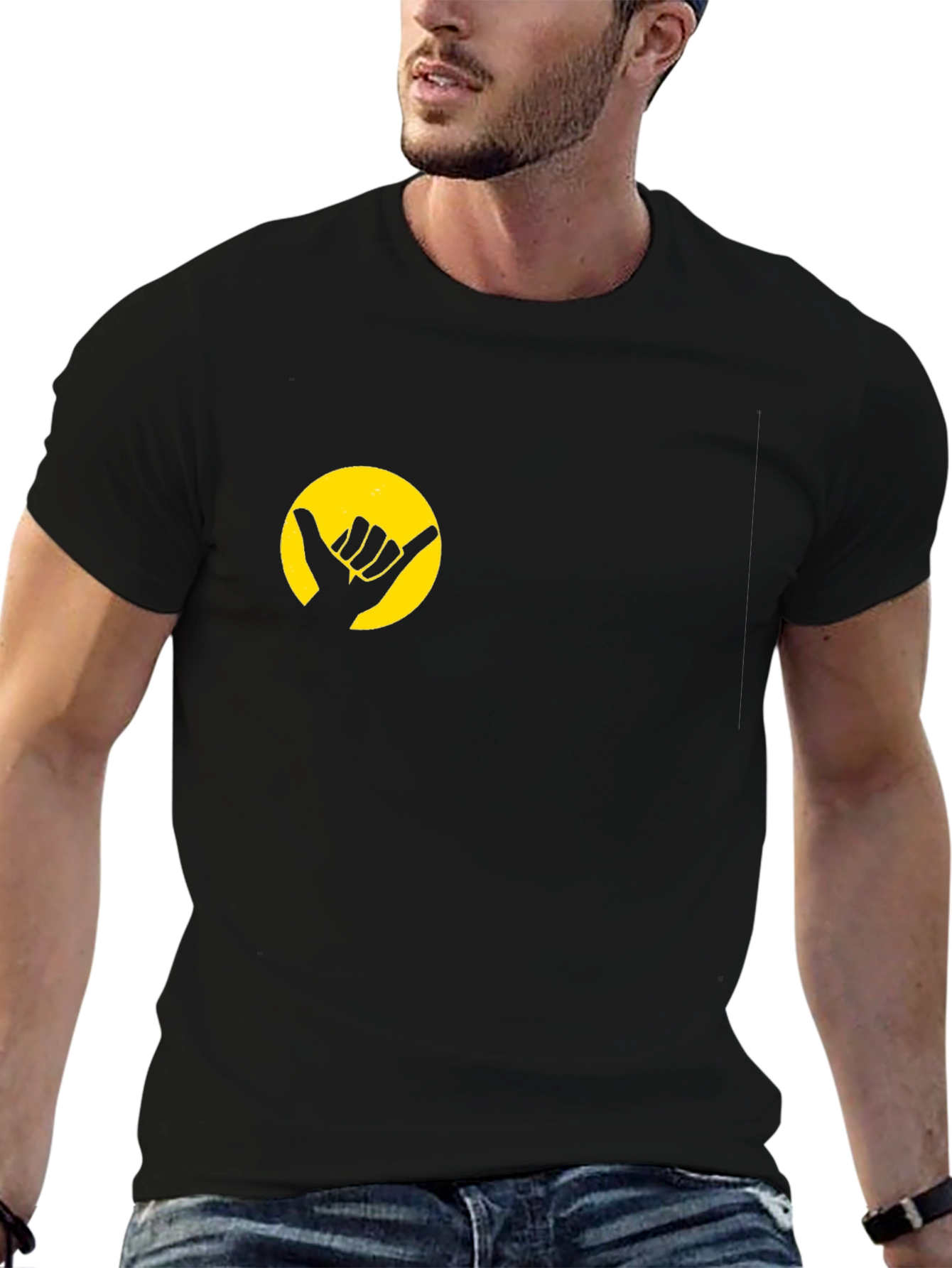 Hang Loose Graphic Tee - Black Cotton T-Shirt