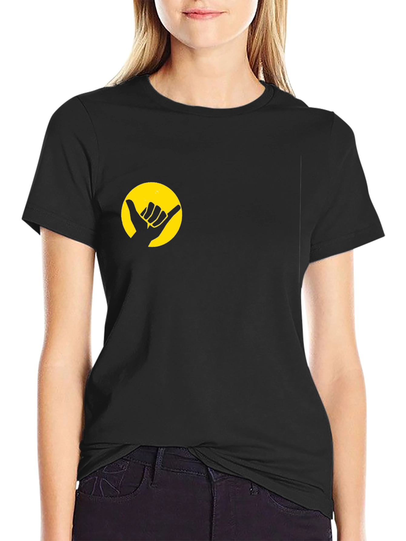 Hang Loose Graphic Tee - Black Cotton T-Shirt