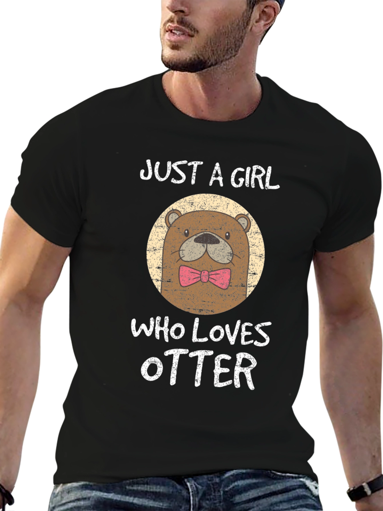 Just a Girl Who Loves Otters Black T-Shirt