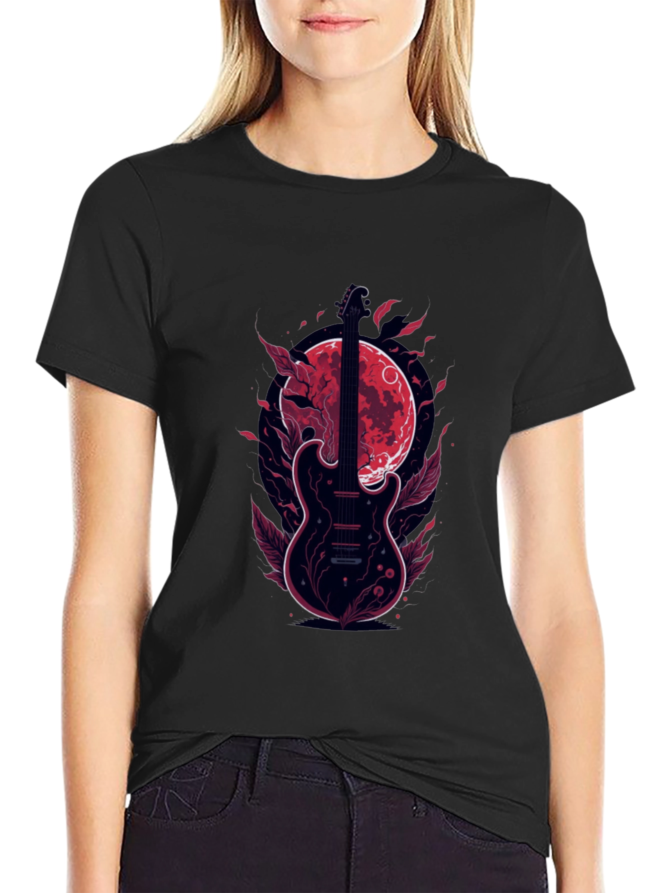 Guitar Moon T-Shirt - Stylish Graphic Tee