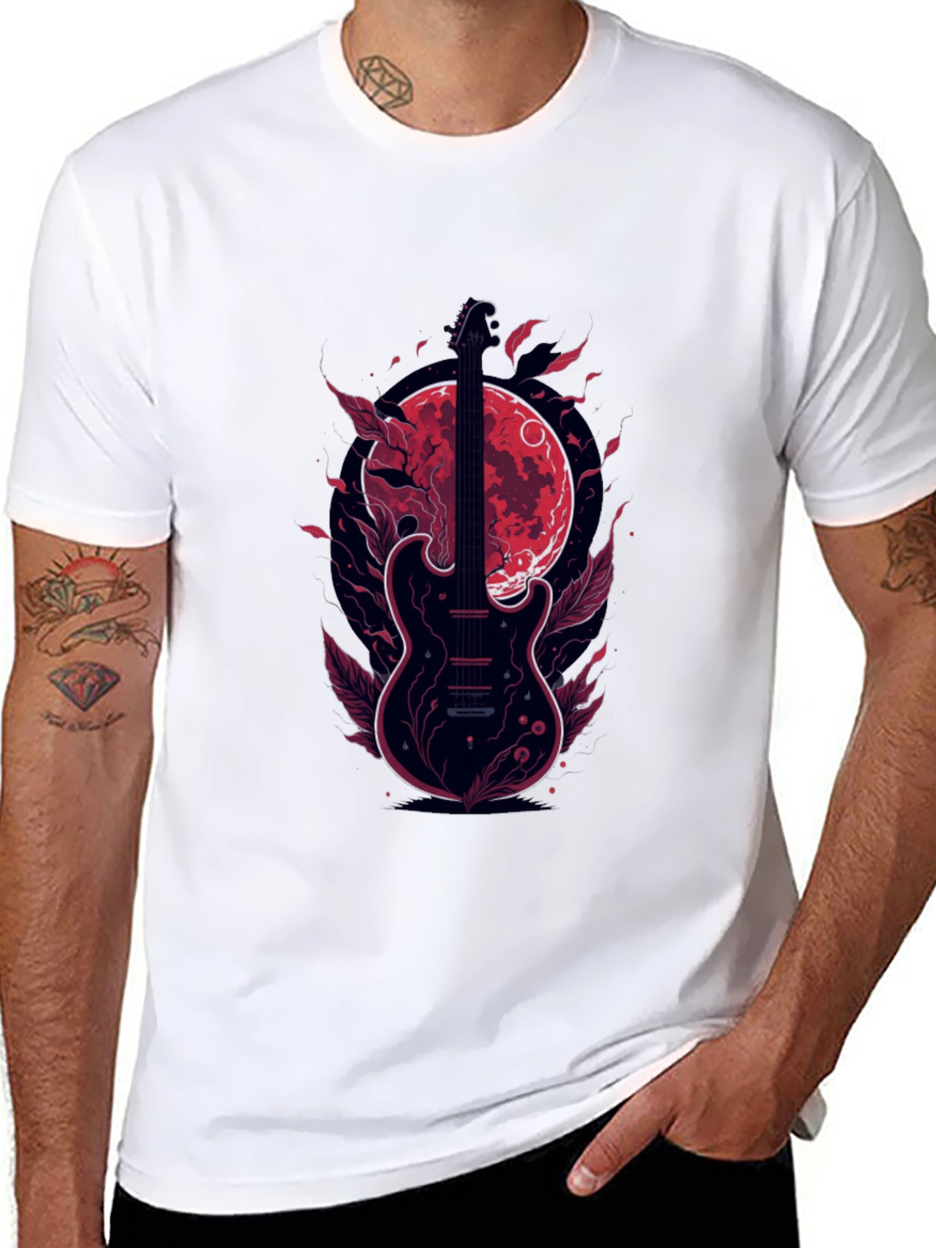 Guitar Moon T-Shirt - Stylish Graphic Tee
