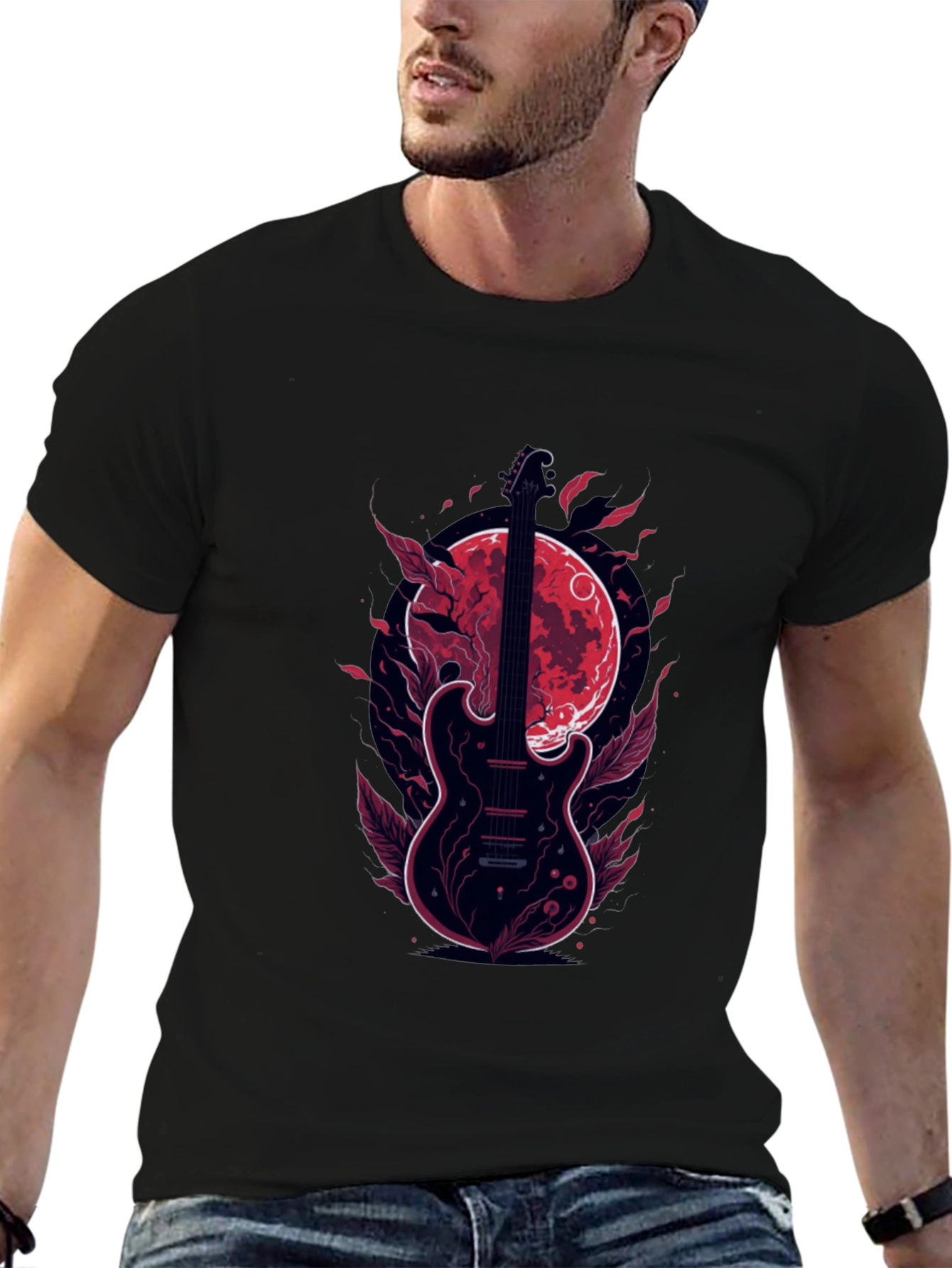 Guitar Moon T-Shirt - Stylish Graphic Tee