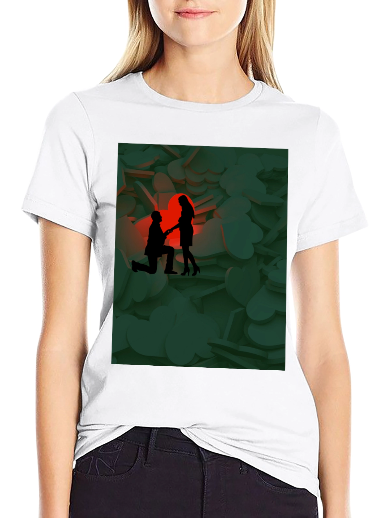 Romantic Proposal Graphic Tee - Stylish Black T-Shirt